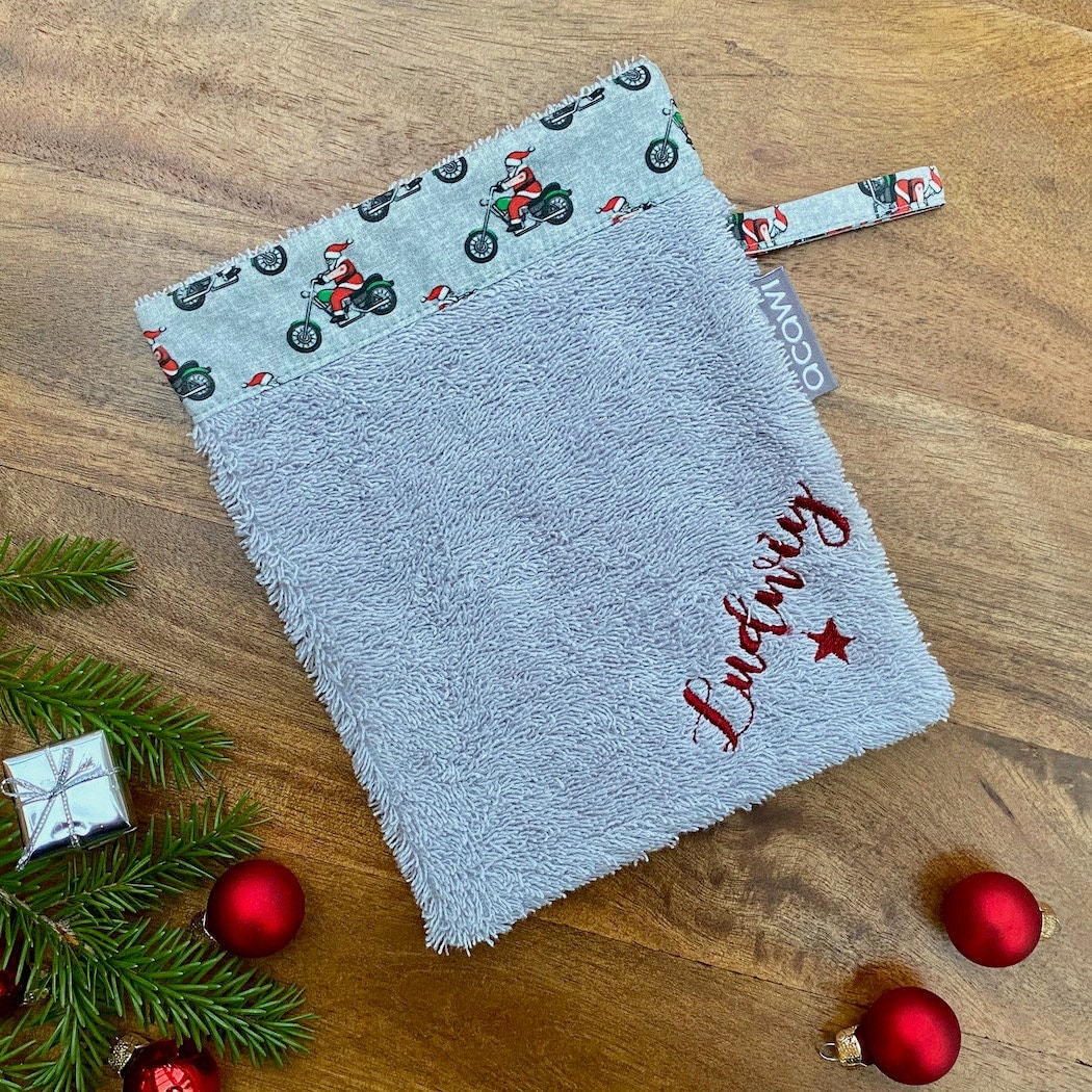 Es Weihnachtet/Waschhandschuh Mit Motorradmotiv Aus Weichem Frottee, Wahlweise Eingesticktem Namen von Etsy - acawi