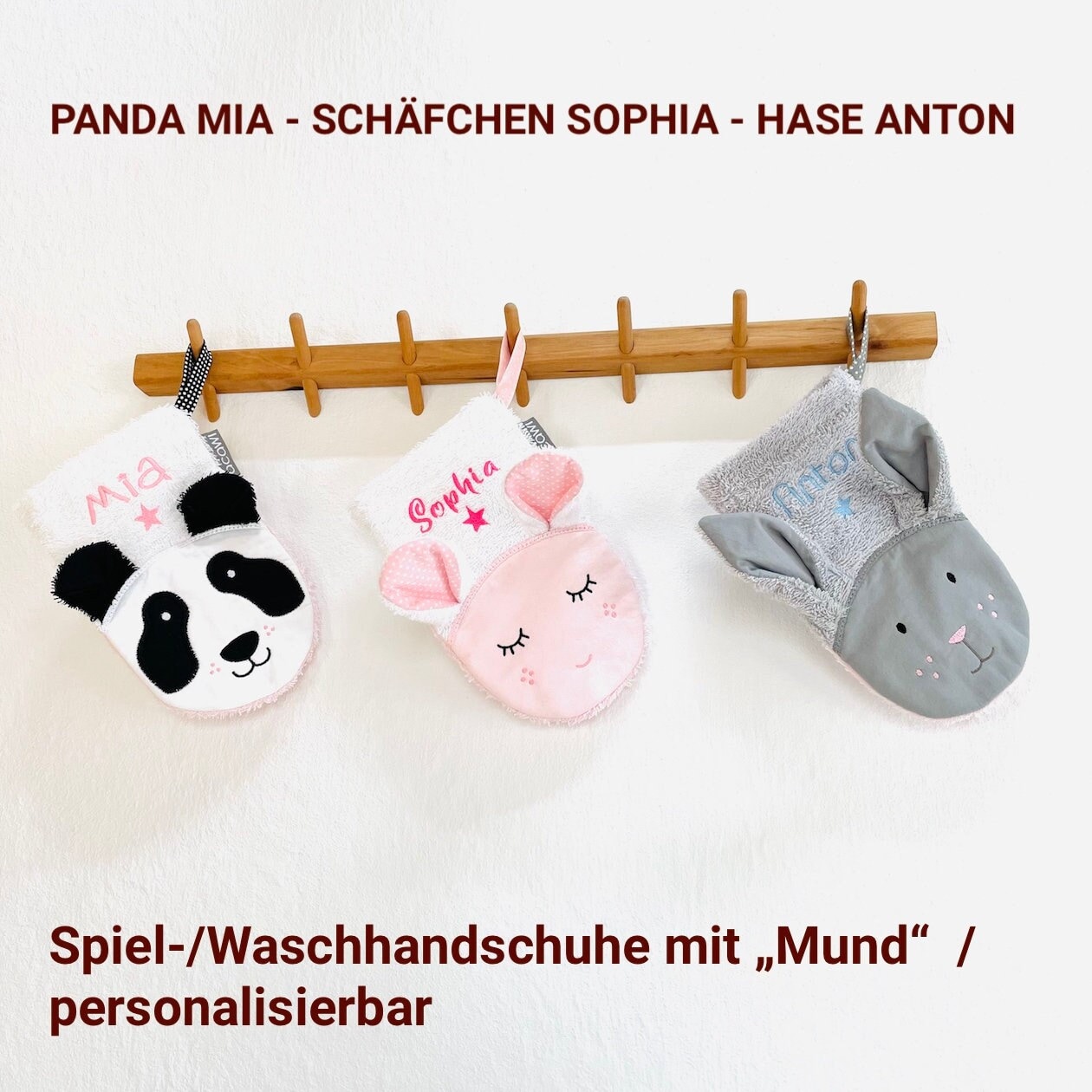 Hase, Panda & Co. - Spiel- Und Waschhandschuh , Wahlweise Mit Eingesticktem Namen von Etsy - acawi