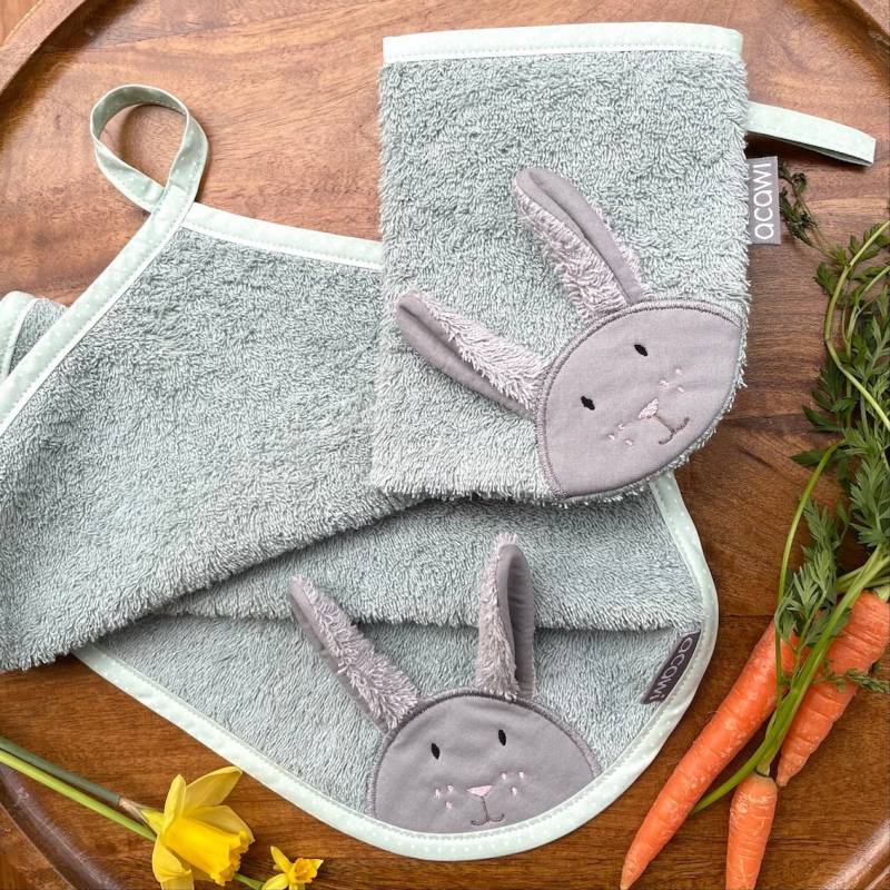 Hase Sethandtuch + Waschhandschuh Personalisierbar/Mint von Etsy - acawi