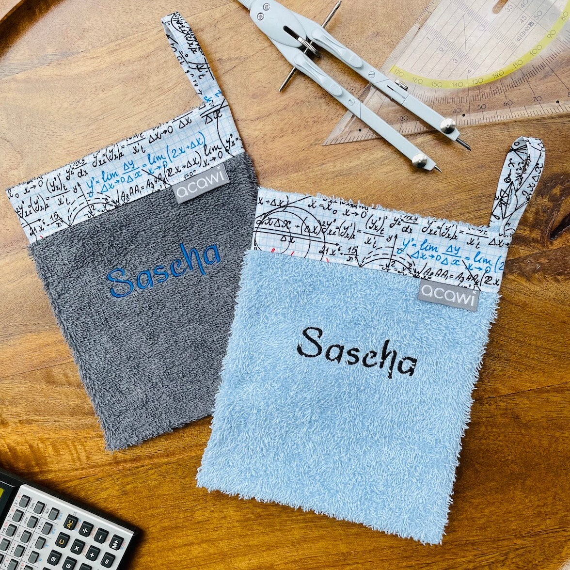 Waschhandschuh Mathematik, Personalisierbar Mit Eingesticktem Namen, Aus Weichem Frottee von Etsy - acawi