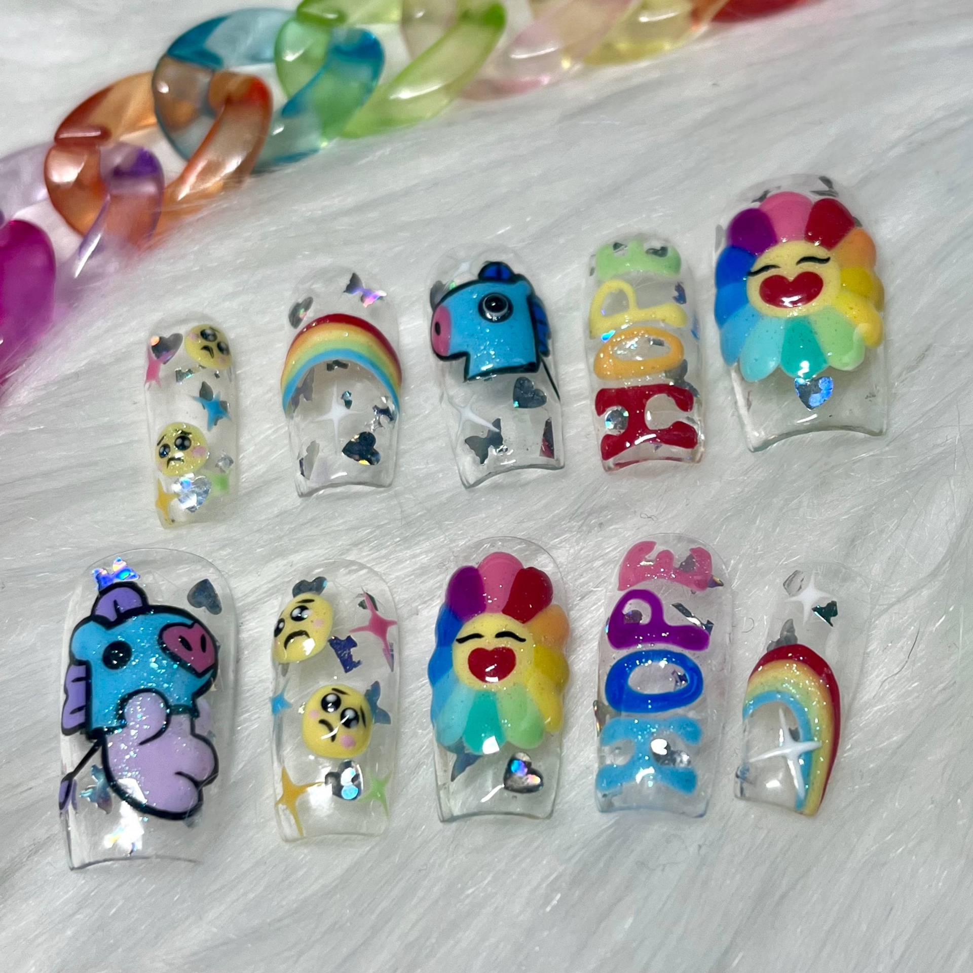 Hobicore Hope World By Jhope Bts Konzert Rainbow Press On Nails - Halloween Kostüm von Etsy - anjsnails