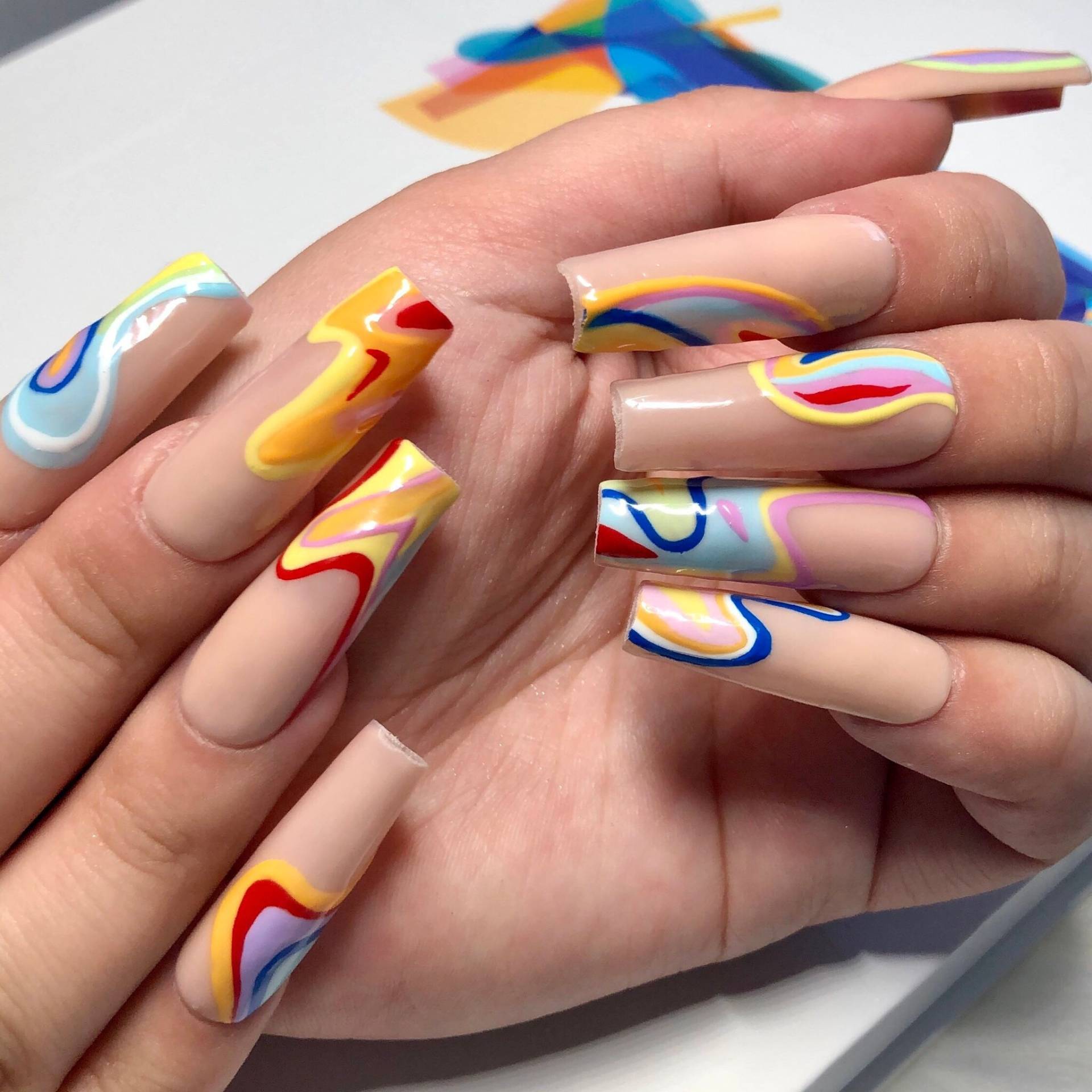 Langer Sarg Regenbogenwirbel Bts Karte Der Seele Inspiriert Press On Nails - Valentinstag Geschenk 2025 von Etsy - anjsnails