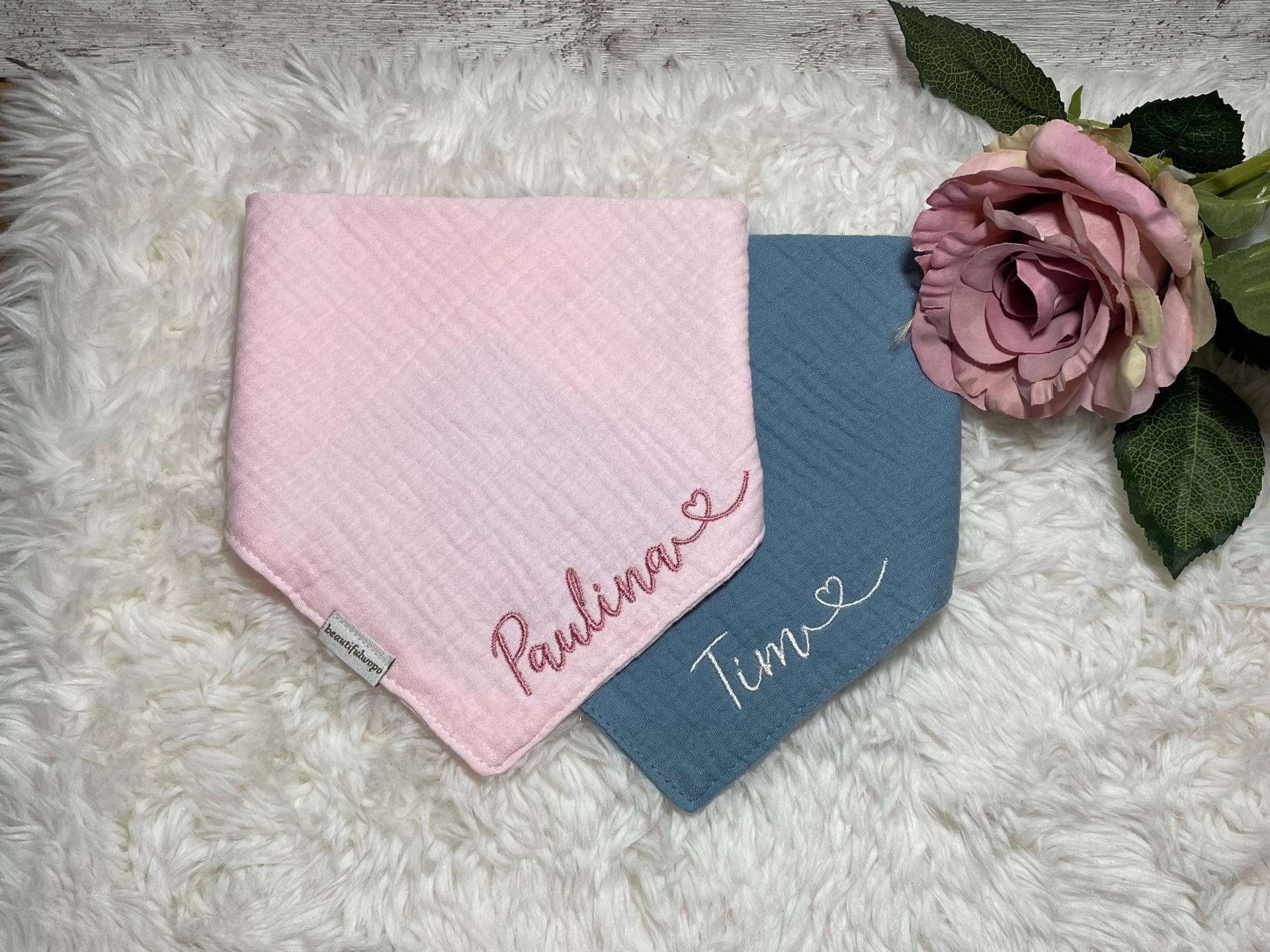 Dreieckstuch Mit Name Personalisiert, Lätzchen, Babygeschenk, Geschenk Zur Geburt, Taufe, Mitbringsel, Spucktuch Musselin Baumwolle von Etsy - beautifulwopo