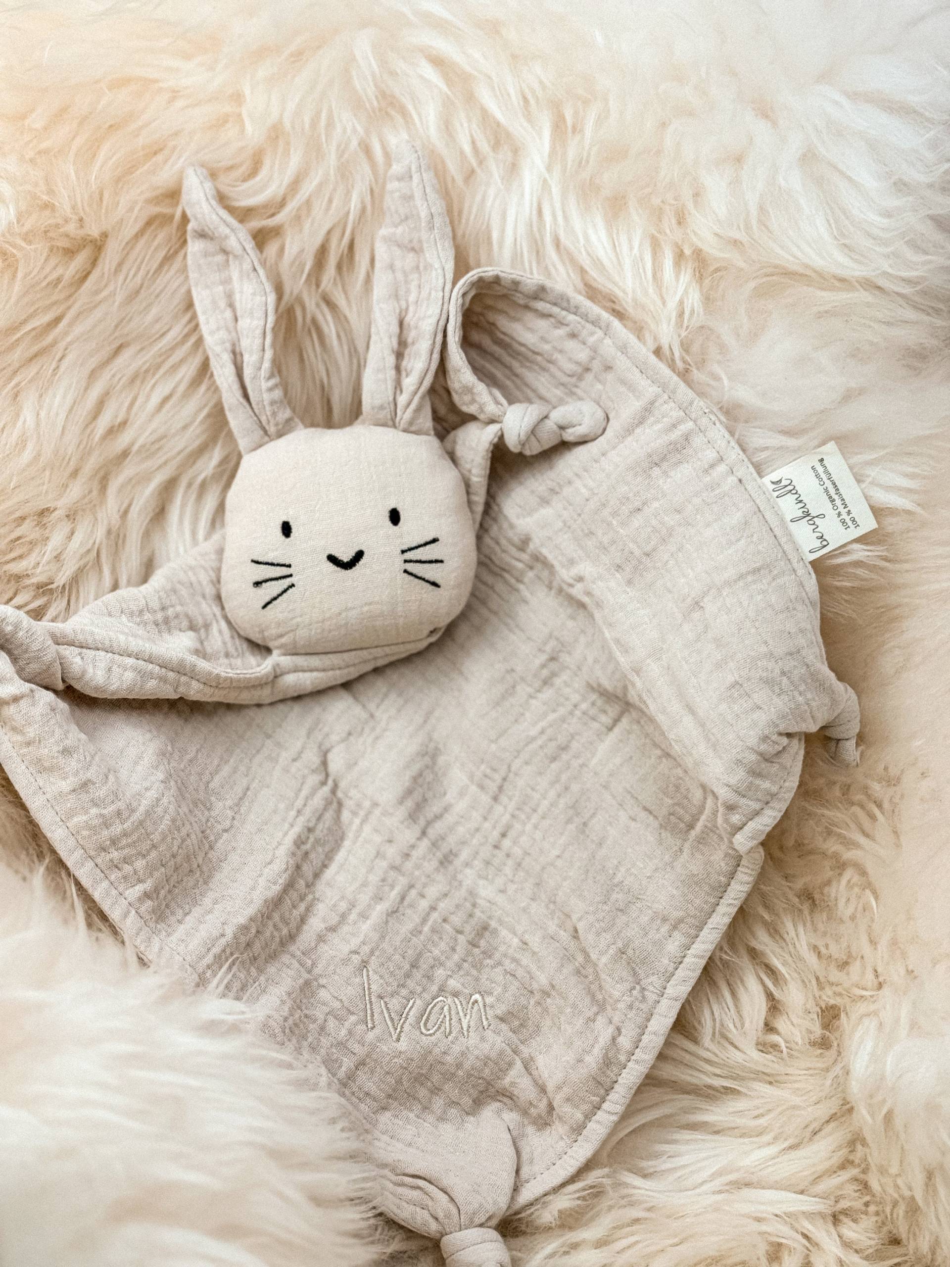 Schnuffelhase Creme | Schnuffeltuch Schmusetuch Geburtsgeschenk Personalisiertes Mit Namen Kuscheltuch Hase Geschenk von Etsy - bergkindl