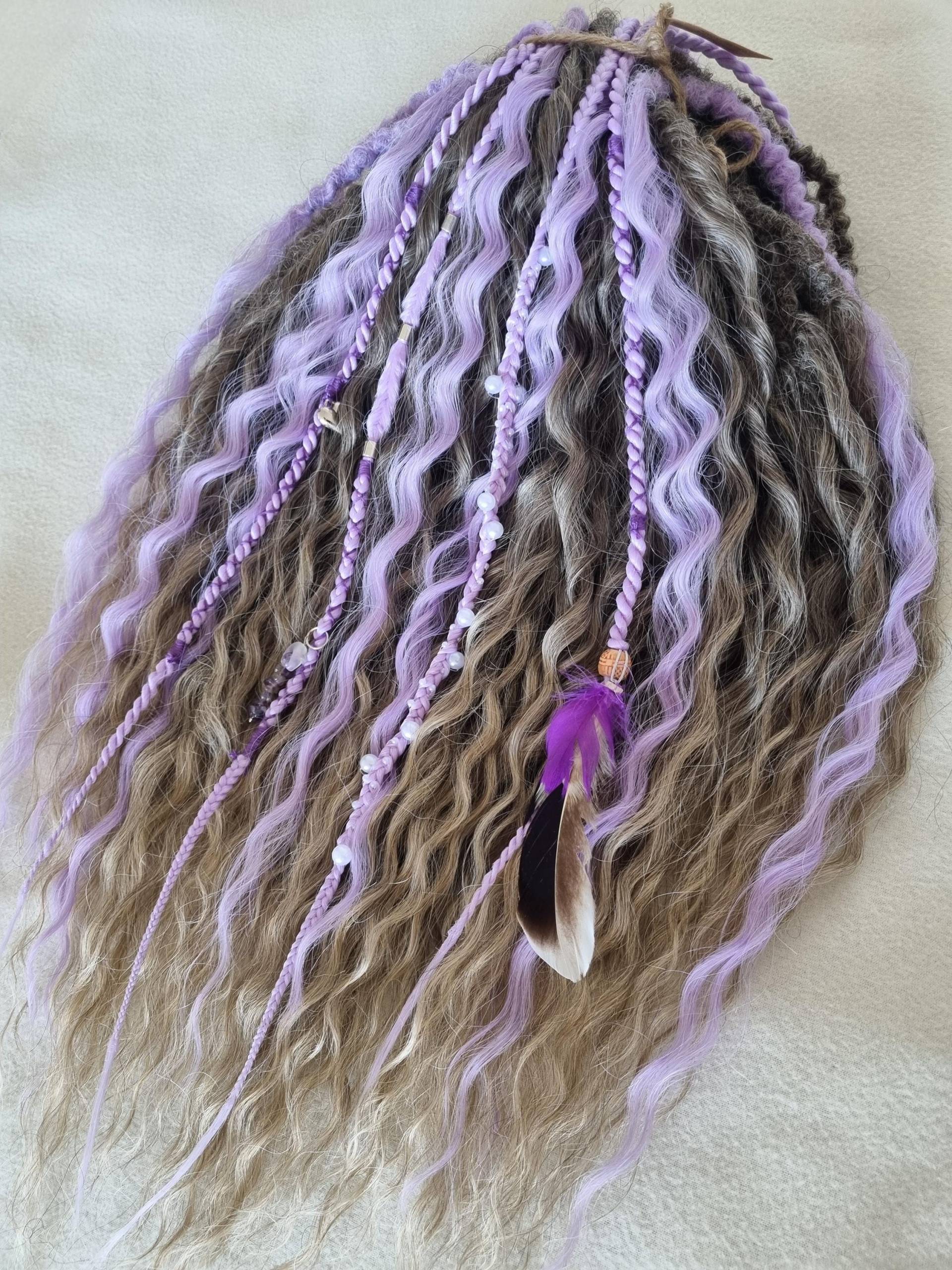Curly Wavy Dolly Locks Push Up Curls Braun Ombre Blonde Und Flieder Lila Dreadlocks Mix, De Doppelendige Haarverlängerungen Curly Wavy Dolly Locks Push Up Curls Braun Ombre Blonde Und Flieder Lila Dreadlocks Mix, De Doppelendige Haarverlängerungen von Etsy - byBraid