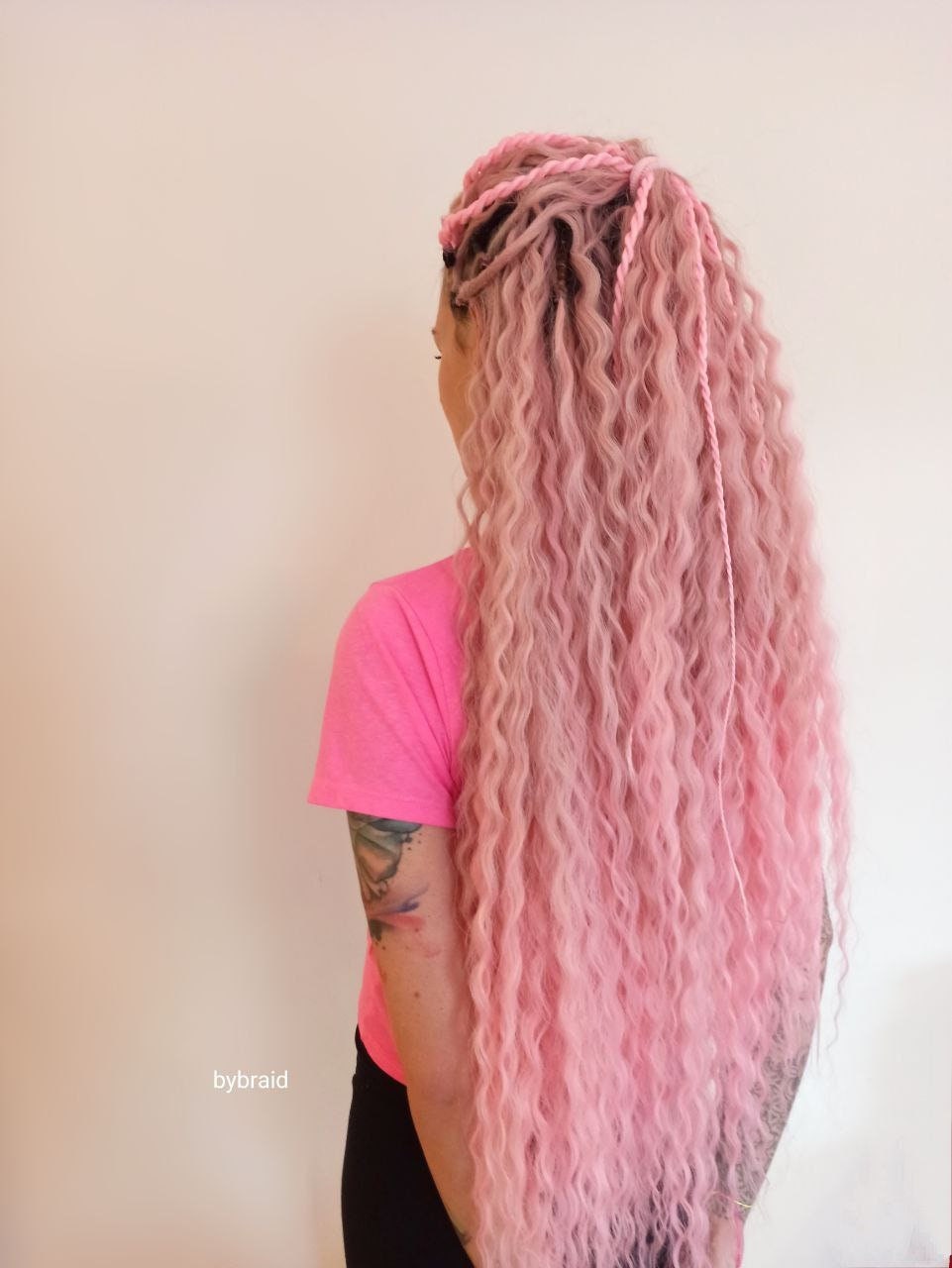 Gehäkelte Rosa Dreadlocks Offene Locken Gehäkelte Dreads Gewellte Doppelseitige Lange Haarverlängerungen von Etsy - byBraid