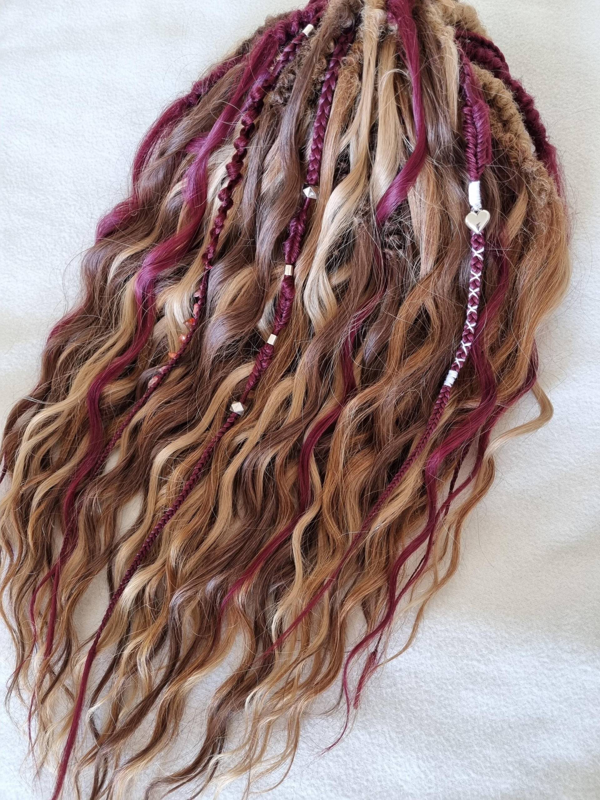 Lockige Gewellte Haarverlängerungen Boho Dreadlock Mix, Doppelende De Braun Burgundy Blonde Locken Lockige Gewellte Haarverlängerungen Boho Dreadlock Mix, Doppelende De Braun Burgundy Blonde Locken von Etsy - byBraid