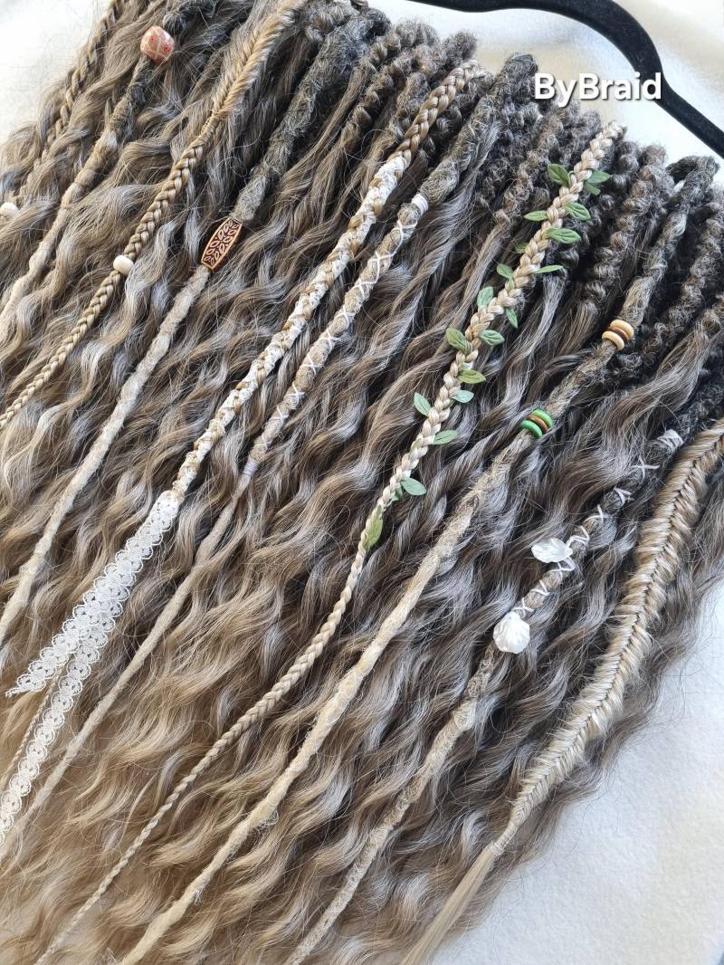 Lockige Locken Doppelendige Lange Gewellte Haarverlängerungen Voluminöse Boho Wellige Mix Aus Dreadlock-Verlängerungen von Etsy - byBraid