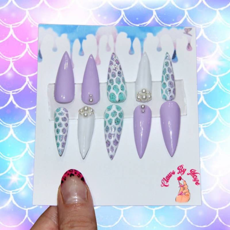 Mermaid Pear Press On Nails Clawsbymags von Etsy - clawsbymags