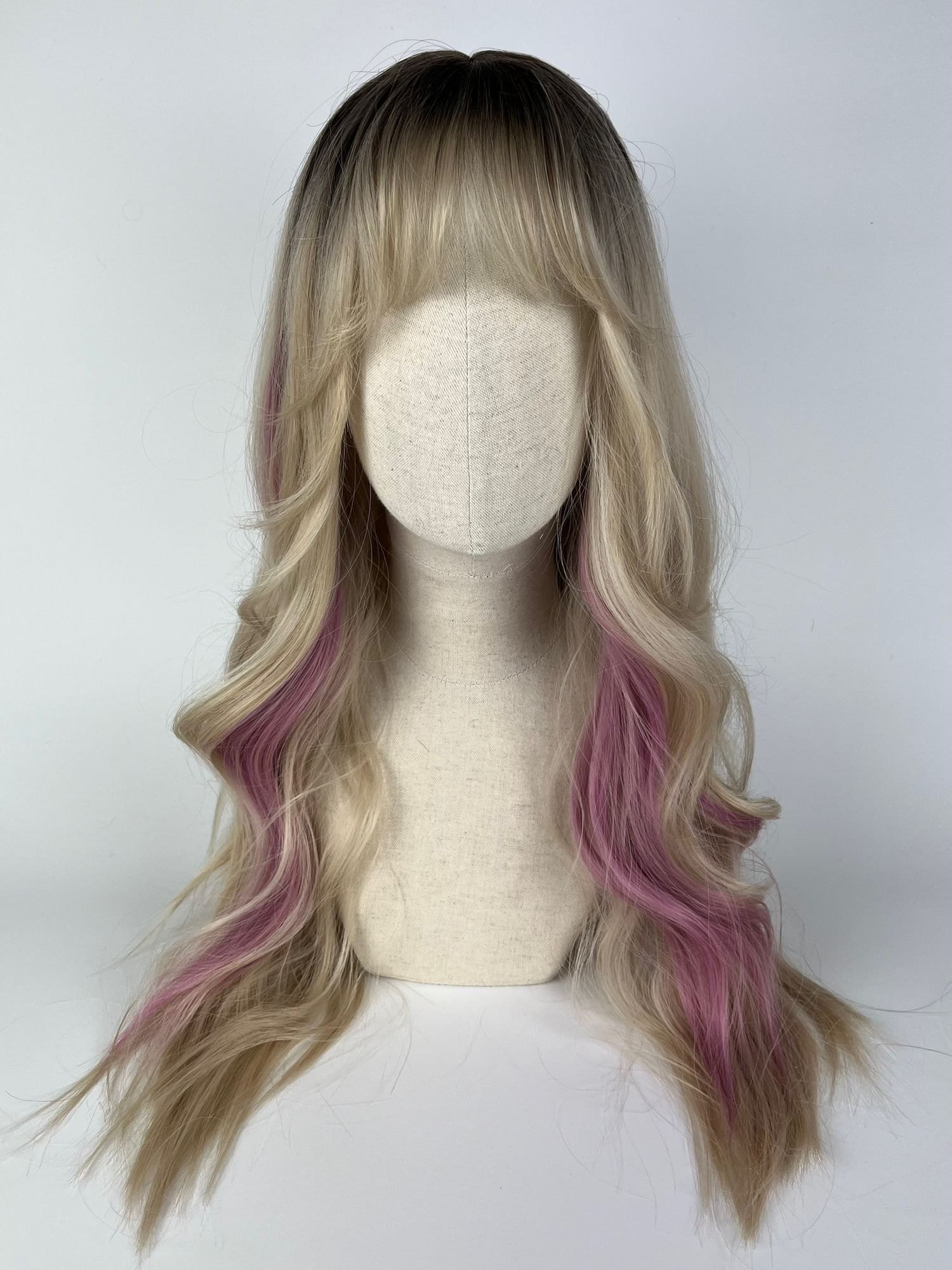 Easy Wear Wig/Glueless Natürliche Perücke The Milkshake Maid Pony-Styling Blond Mit Lila Strähnen Blonde With Lilac Highlights von Etsy - dragmaiditup