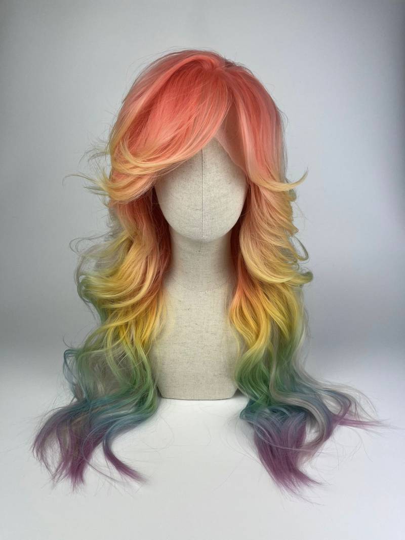 Lace Front Wig/Perücke The Pride Maid 2024 Lil Fancy Styling Retro Bunt Regenbogenfarben Rainbow Colours - Customized #pride #csd von Etsy - dragmaiditup