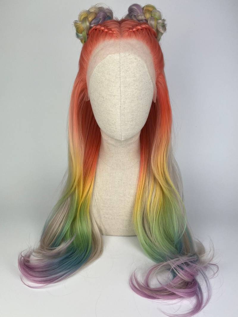 Lace Front Wig,/Perücke The Pride Maid 2024 Ll Braided Topping Bunt Regenbogenfarben - Rainbow Colours Customized #pride von Etsy - dragmaiditup