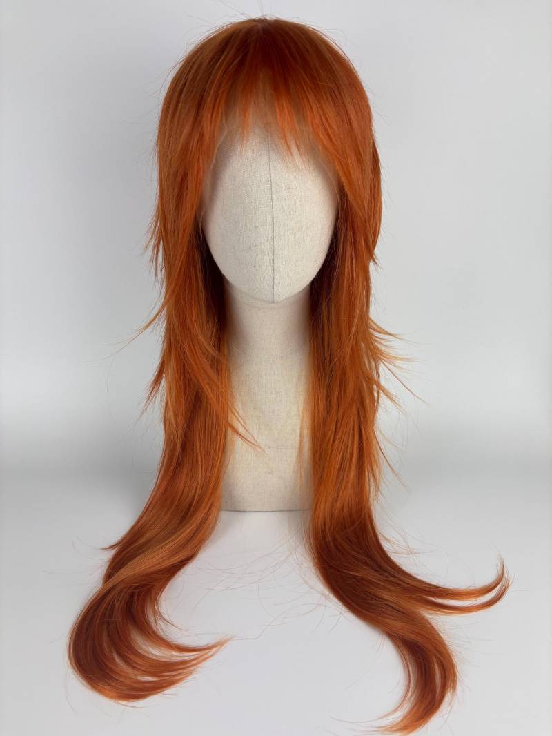 Lace Front Wig,/Perücke The Yam Maid Edgy Mullet Retro-styling 80's /Helles Karrotten-Ginger Rot Bright Carrot-Ginger Red Customized von Etsy - dragmaiditup