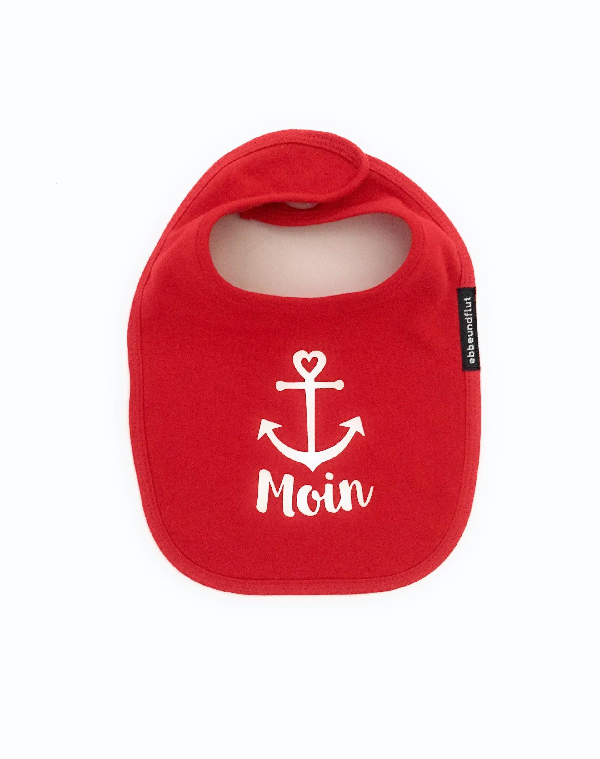 Ebbe Und Flut Baby Lätzchen Moin Anker in Rot Mit Klettverschluss, Anker, Geschenk Zur Geburt, Ebbe Flut® von Etsy - ebbeundflut