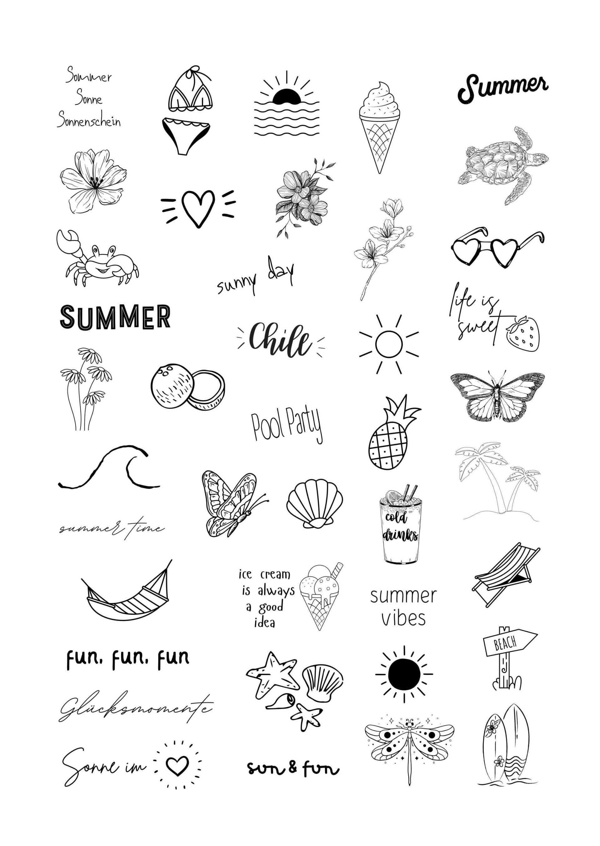 Klebetattoos Temporäre Tattoos Sommer Urlaub Fineline Klebetattoos Temporäre Tattoos Sommer Urlaub Fineline von Etsy - evveprints