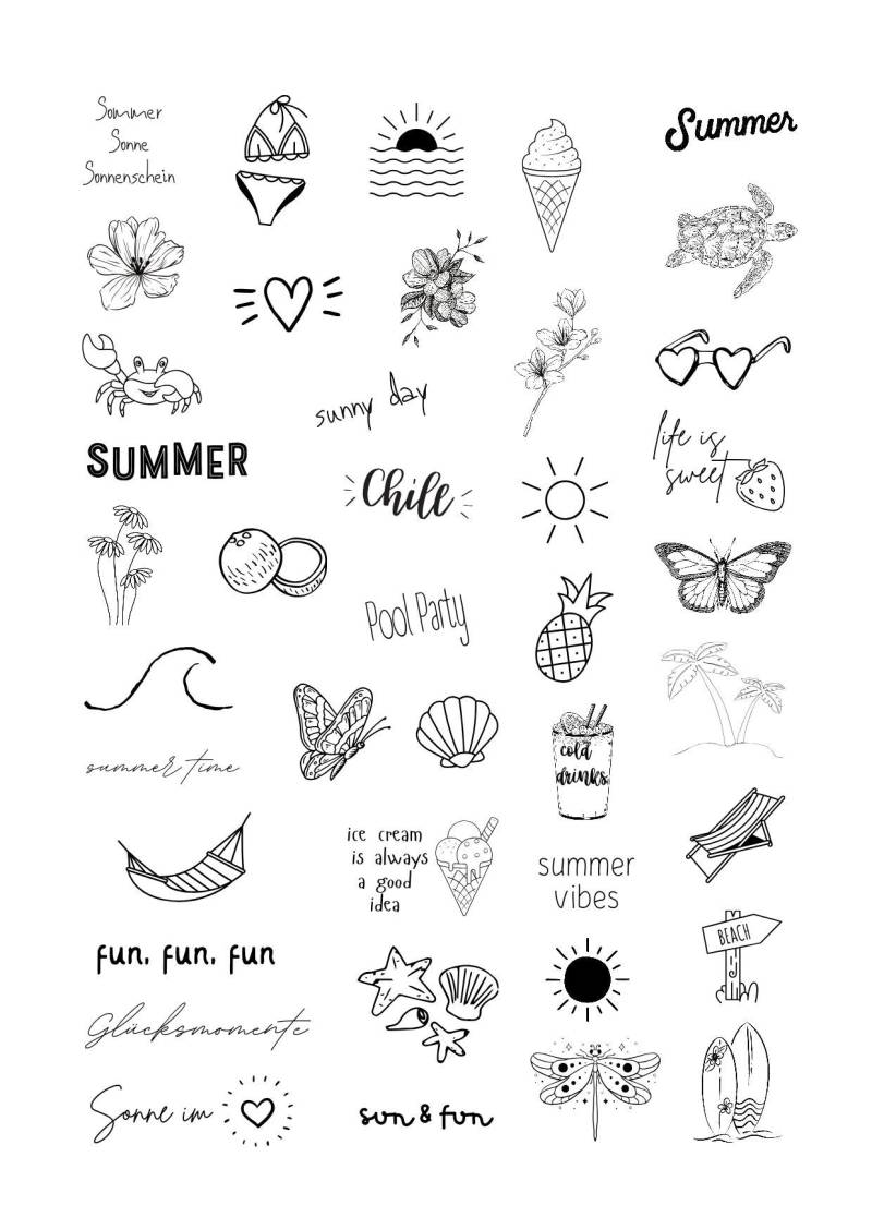 Klebetattoos Temporäre Tattoos Sommer Urlaub Sommerparty Poolparty von Etsy - evveprints