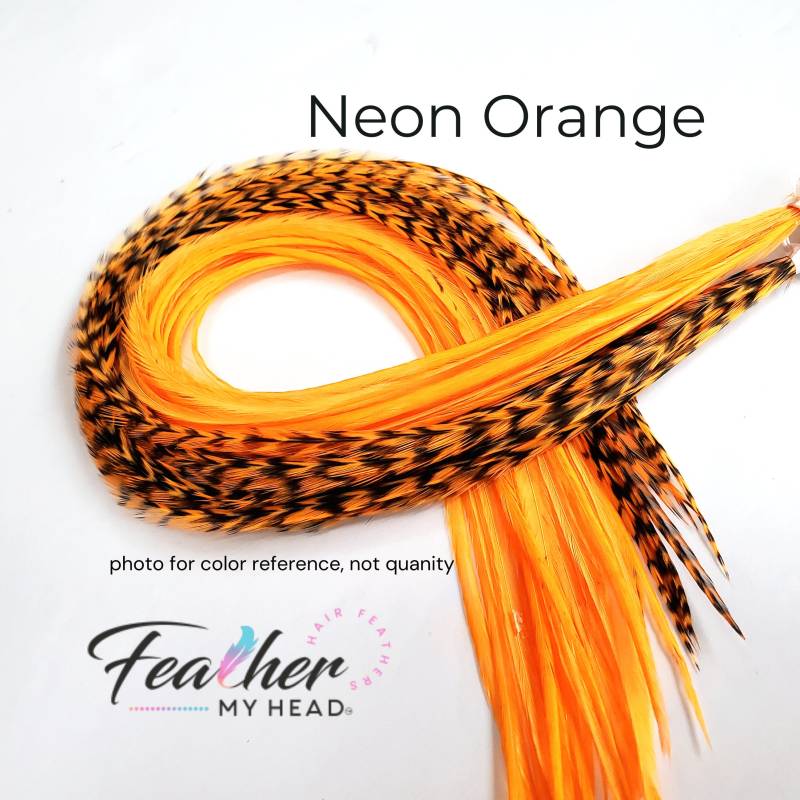 Orange Haar-Feder-Verlängerungen. | 1 Feder, Lange Längen Und Haar Feder Kit Erhältlich von Etsy - feathermyhead