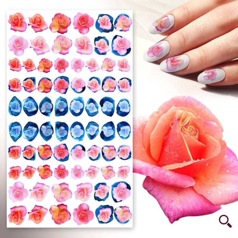 Nagel Aufkleber | 5 Blatt Blaue Und Rosa Rosen Hübsche Blumen Flonz 101-222 von Etsy - flonz