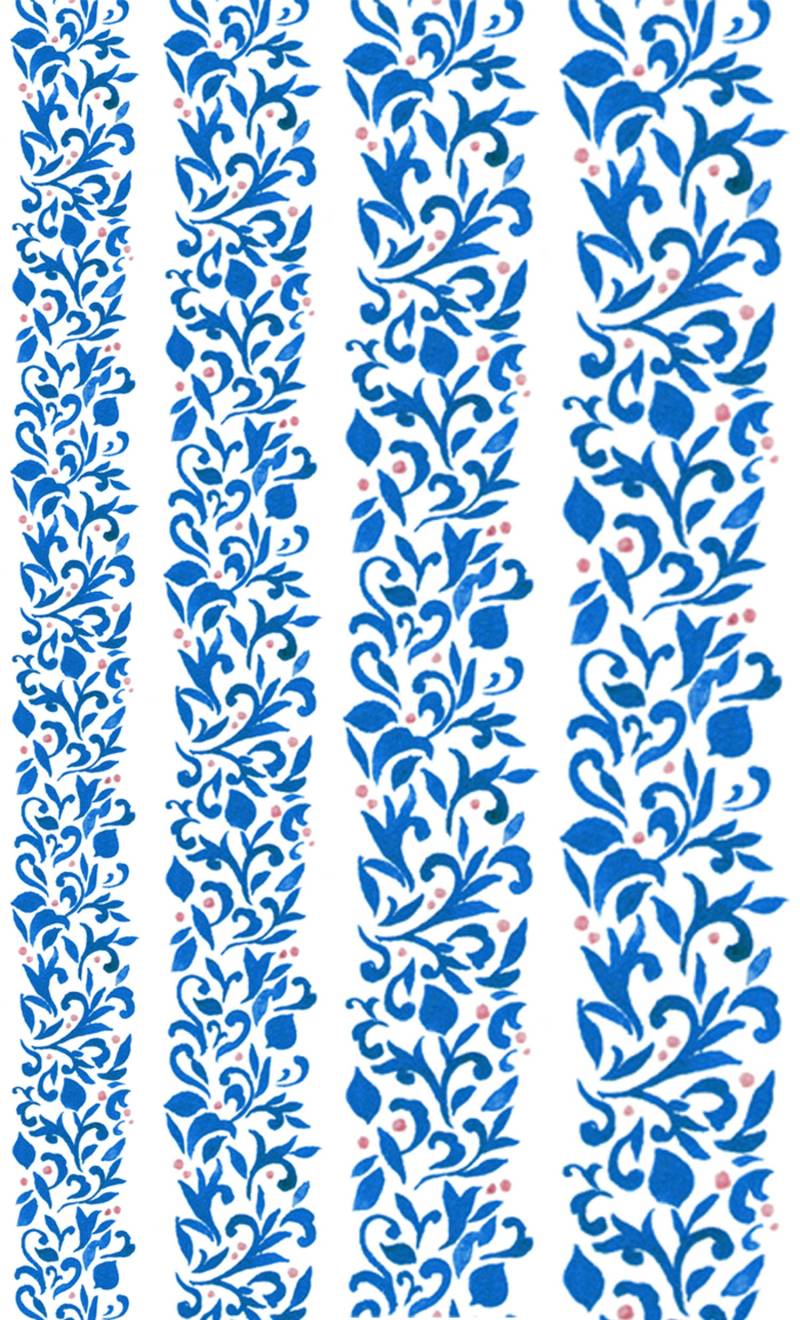 Nagel Aufkleber | 5 Blatt Brilliant Blue Vines & Leaves With Tiny Pink Flowers Flonz 102-314 von Etsy - flonz