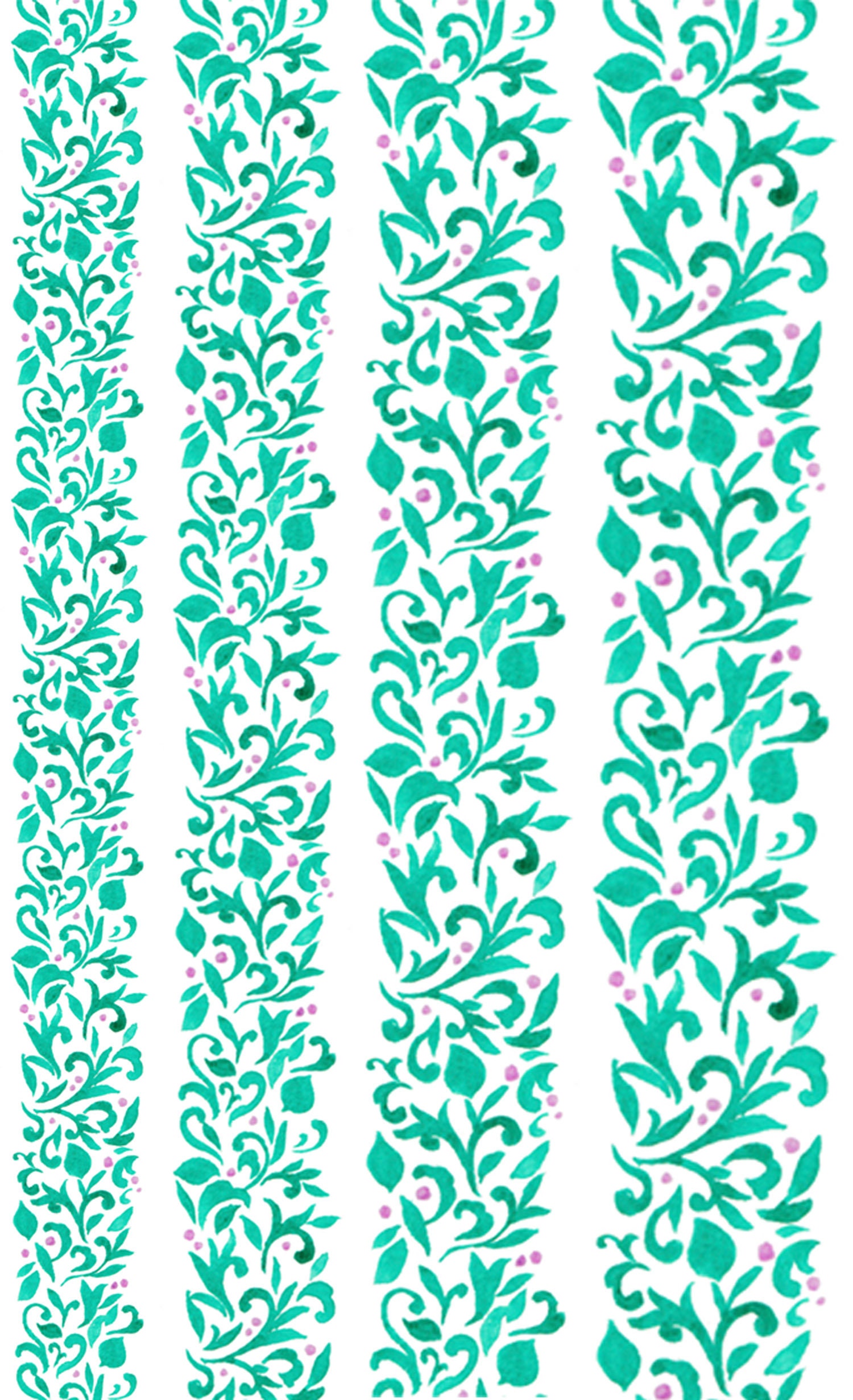 Nagel Aufkleber | 5 Blatt Fancy Bright Green Vines & Leaves With Tiny Pink Flowers Flonz 102-313 von Etsy - flonz