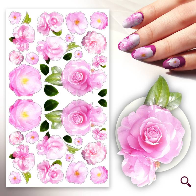 Nagel Aufkleber | 5 Blatt Hübsche Rosa Blumen Und Rosen Weich Baby Pink Flonz 101-225 von Etsy - flonz