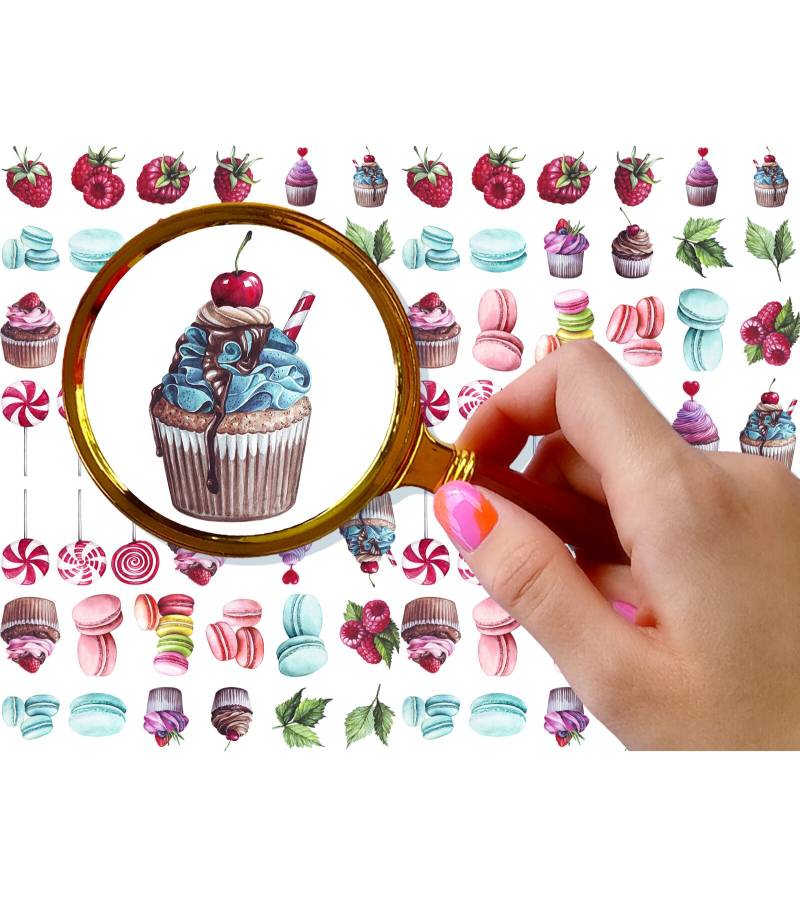 Nagelaufkleber | 5 Blatt Leckeres Desserts Leckereien Cupcakes Lollipops Macaroons Flonz 101-237 von Etsy - flonz