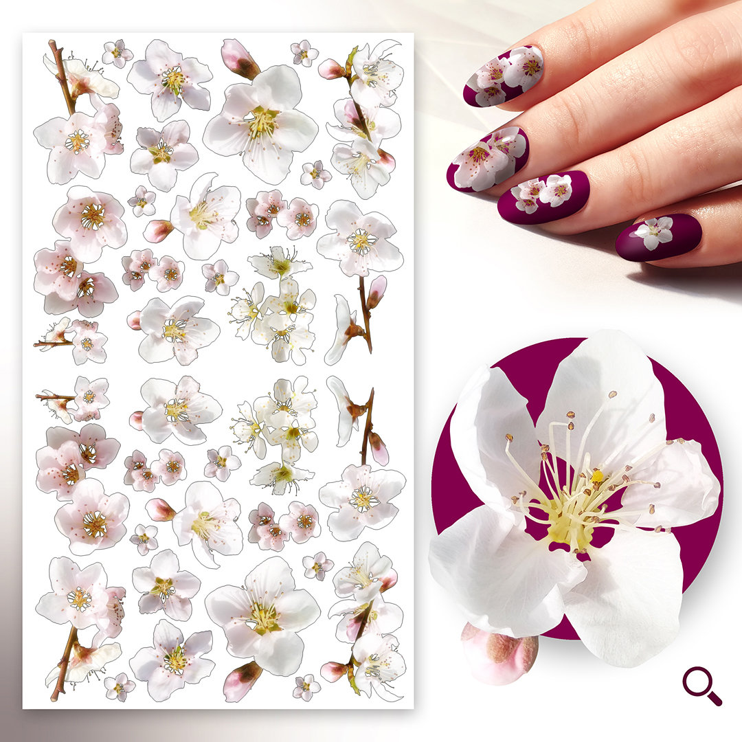 Nageltattoo | 5 Blatt Sakura Kirschblüten Hübsche Blassrosa Knospen Und Blumen Flonz 101-231 von Etsy - flonz