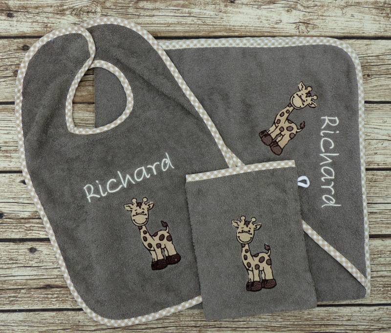 Kapuzenhandtuch Mit Namen Giraffe Coffee Set Xl von Etsy - geschenkelibelle