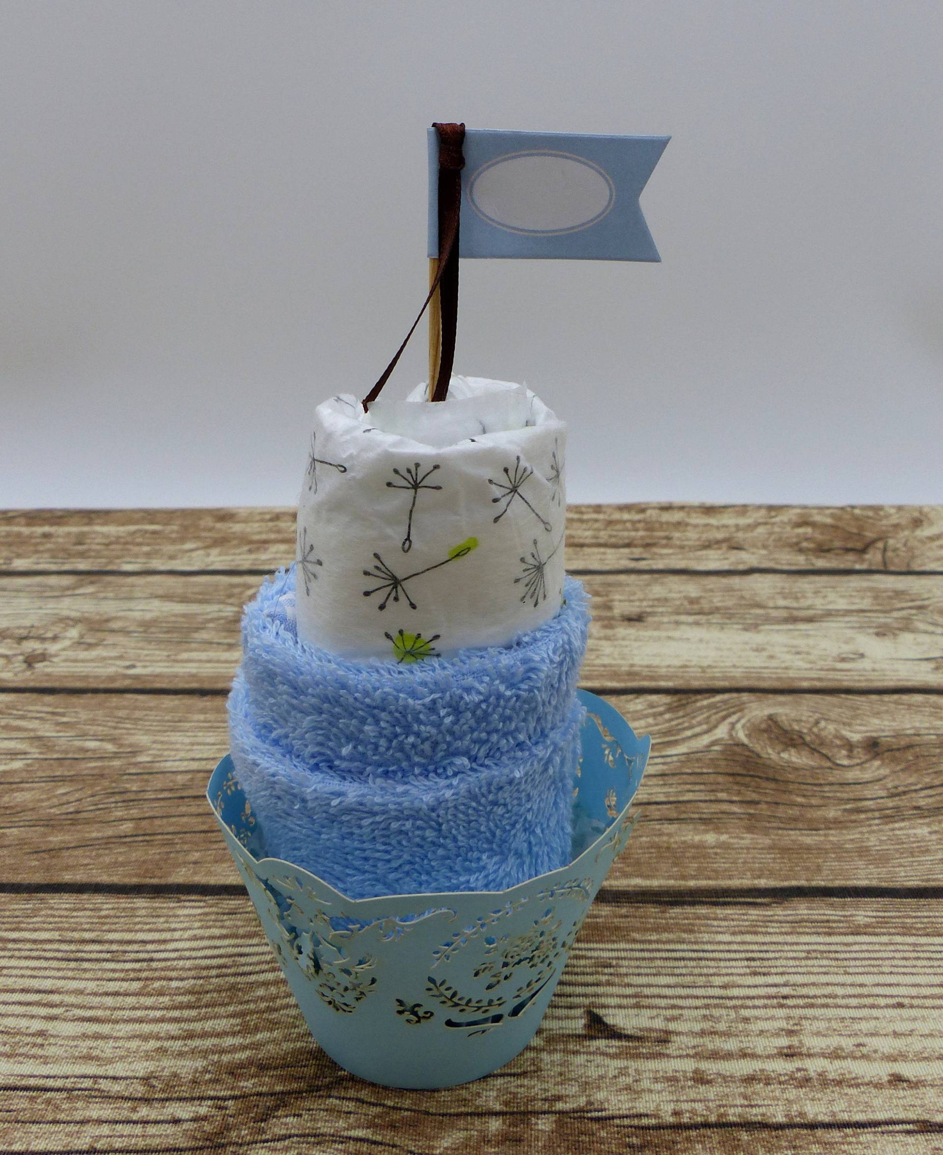 Windeltorte Cupcake Blau von Etsy - geschenkelibelle