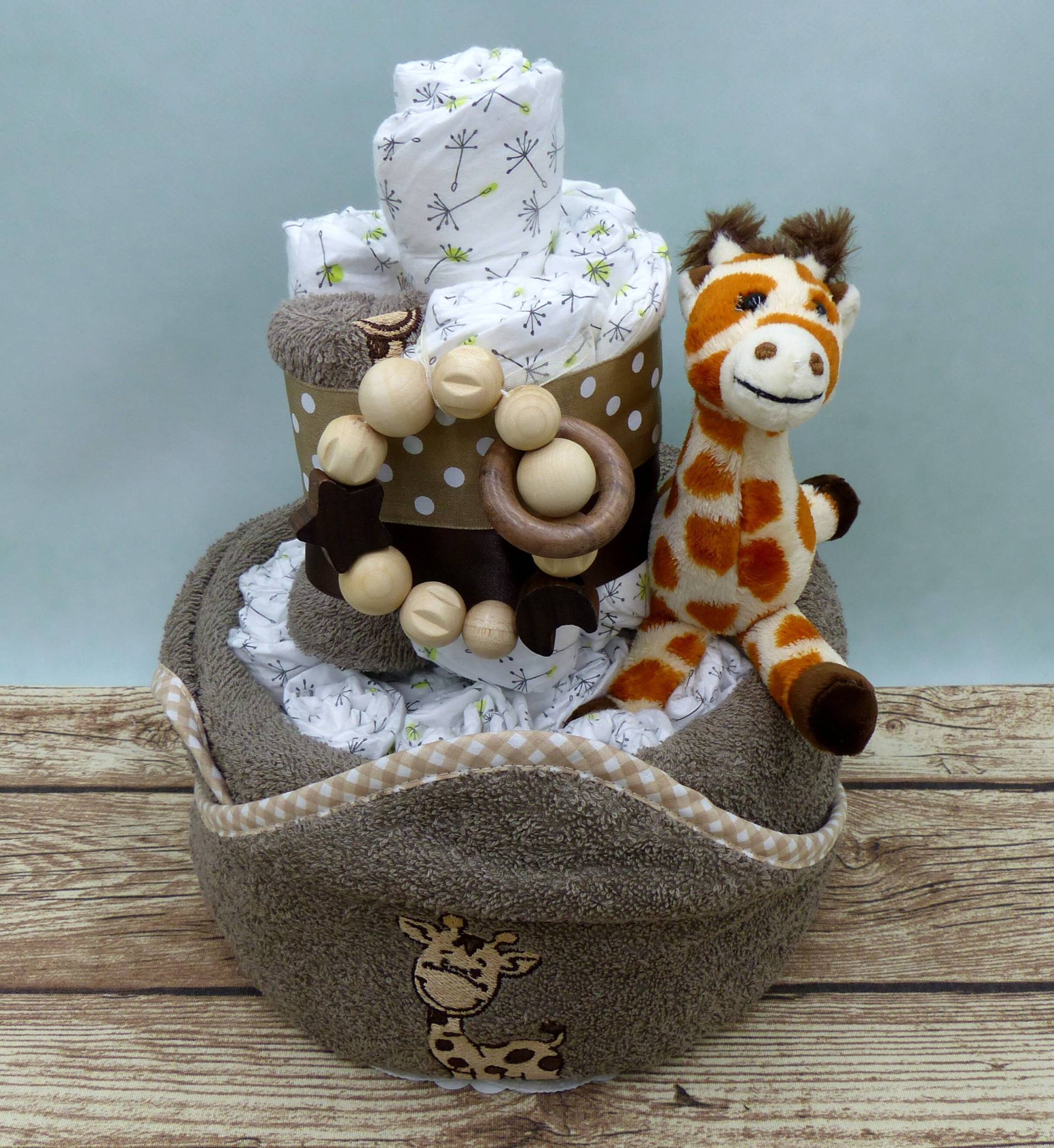 Windeltorte Giraffe Braun von Etsy - geschenkelibelle