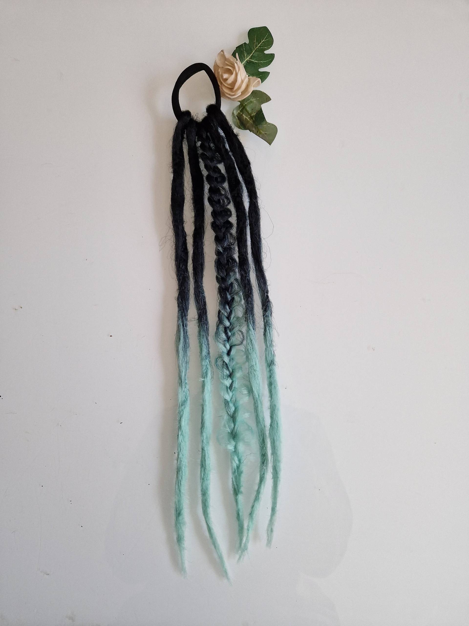 Dreadgummi Schwarz Eisblau von Etsy - hairkelei