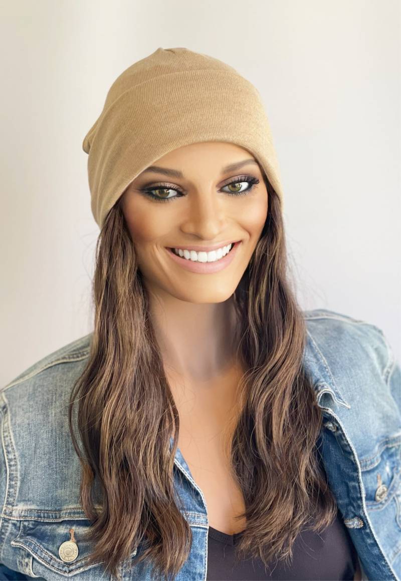 Leichte Steinbeanie Mit Langem Gewellten Haar Angebracht Hut Angebrachten Haaren | Perücke| Mütze Haaren| Haare|Perücke Hut|Perücke von Etsy - headscarvesbyciara1