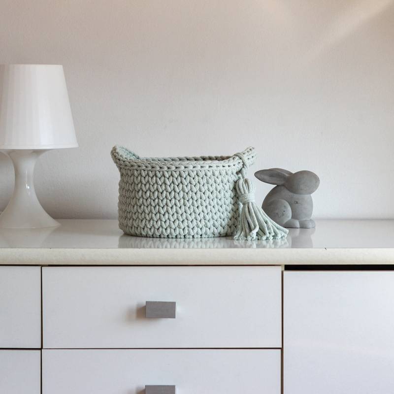 Windel Aufbewahrungskorb in Dusty Mint Farbe, Minze 100% Baumwolle Gehäkelte Aufbewahrungskörbe, Neutral Kinderzimmer Dekor, Baby Kommode von Etsy - julijolihome