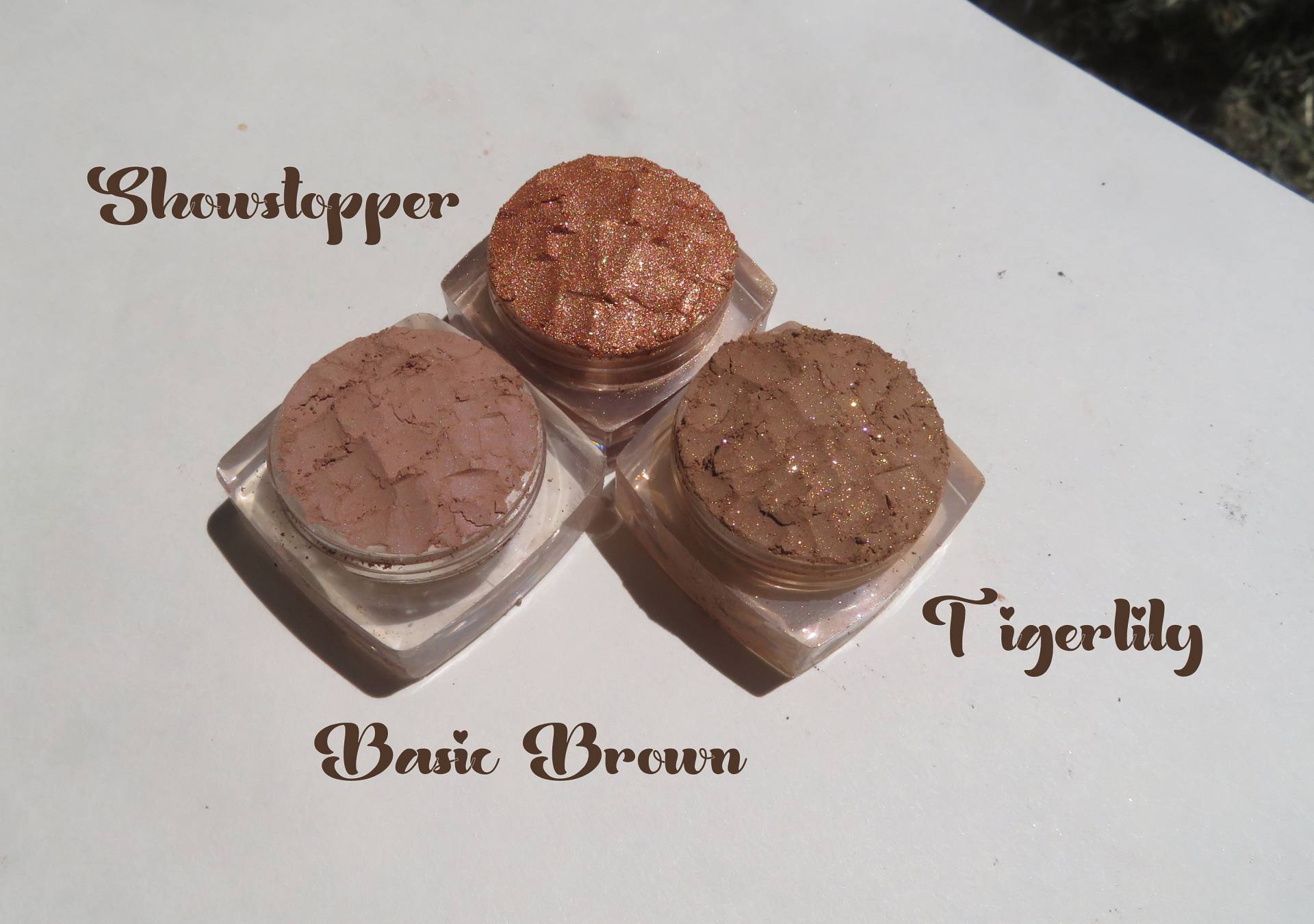 3 Stück Braun Schimmer Mineral Lidschatten Schattierungen - Basic Braun/Showstopper/Tigerlily Vegan Geschenk Set Für Sie von Etsy - kmms