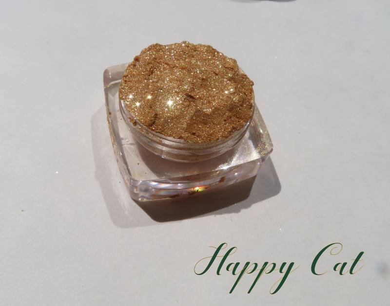 Happy Cat - Funkelnder Dunkler Goldschimmer-Mineral-Lidschatten, Lose Pigmente, Tierversuchsfreies Augen-Glitzer-Make-Up, Veganer Mineral-Lidschatten von Etsy - kmms