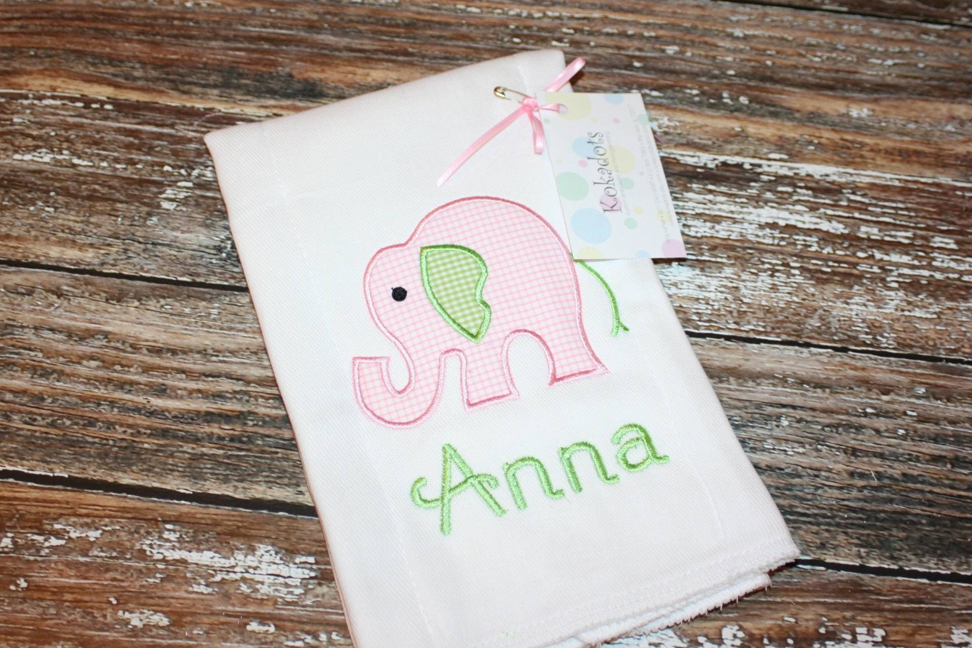 Elefant Spucktuch, Personalisierte Mädchen Rosa Safari Baby Geschenk von Etsy - kokadots