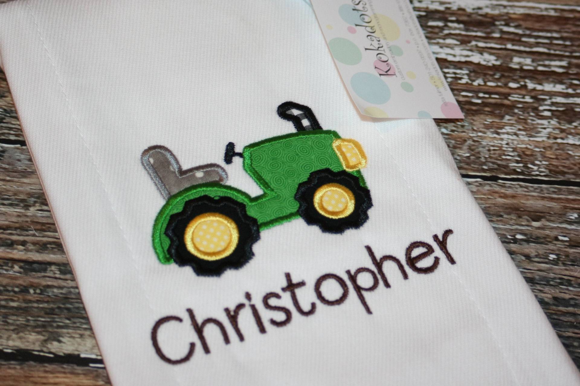 Personalisiertes Spucktuch, Traktor Bauernhof Appliziertes Und Monogrammiertes Baby Junge Spucktuch von Etsy - kokadots