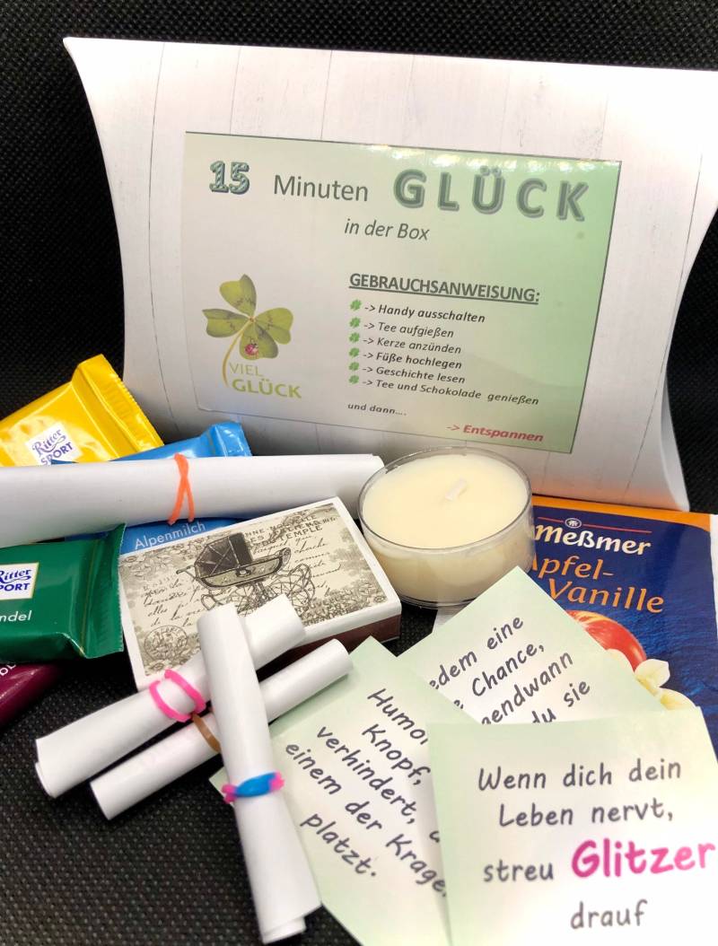 Glücksgeschenkbox - 15 Minuten Glück in Der Box, Befüllt Mit Tollen Kleinigkeiten Für Besondere Menschen von Etsy - kresihandmade