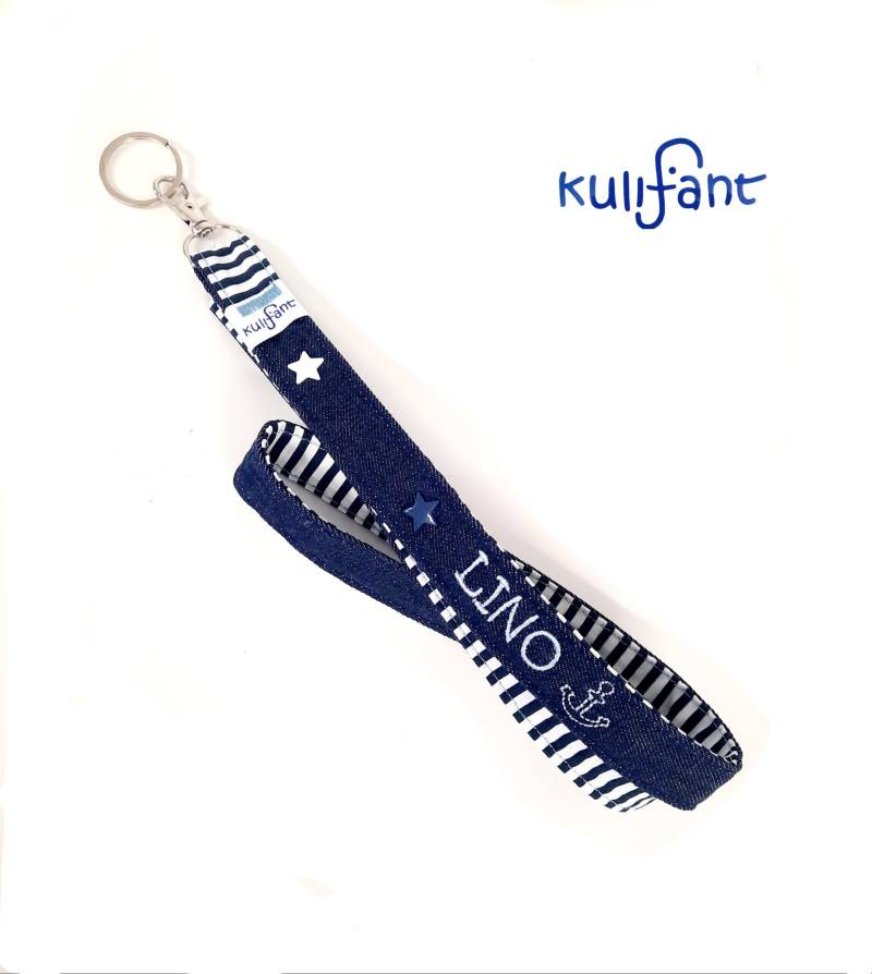 Personalisiertes Cooles Denim Schlüsselband Für Schultüte Kindergarten Schule Maritim Hellblau Namen Name Stickfarbe Wählbar Schulkind Kita von Etsy - kulifant