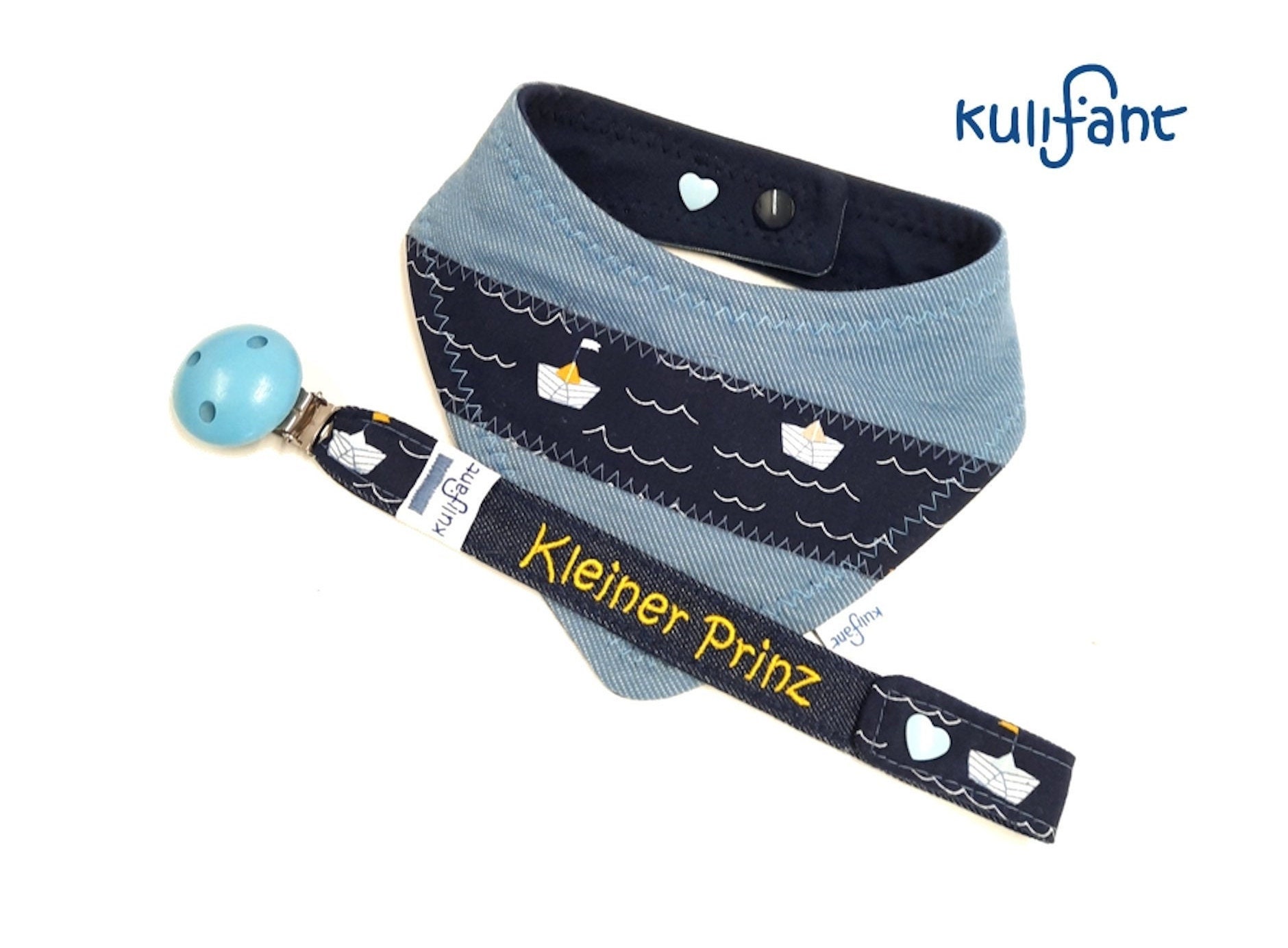 Set Jeans Denim Schnullerband Mit Name Bestickt & Dreieckstuch Wendetuch/ Schiffchen Geburtsgeschenk Jungen Babygeschenk Taufgeschenk von Etsy - kulifant