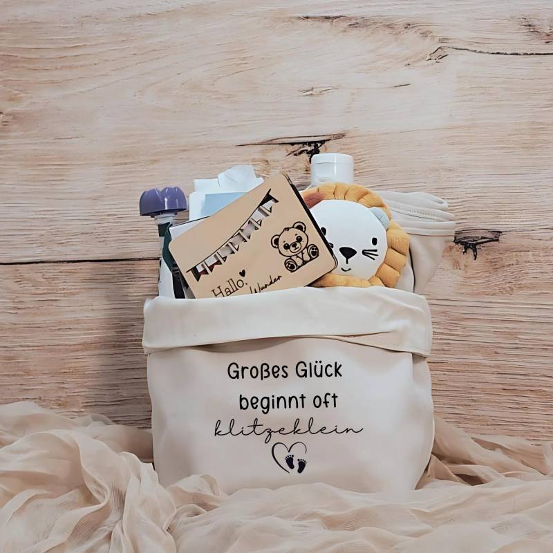 Geschenkkörbchen/Geschenkkorb Zum Selbstbefüllen "Großes Glück Beginnt Oft Klitzeklein" von Etsy - liiebevollverschenkt