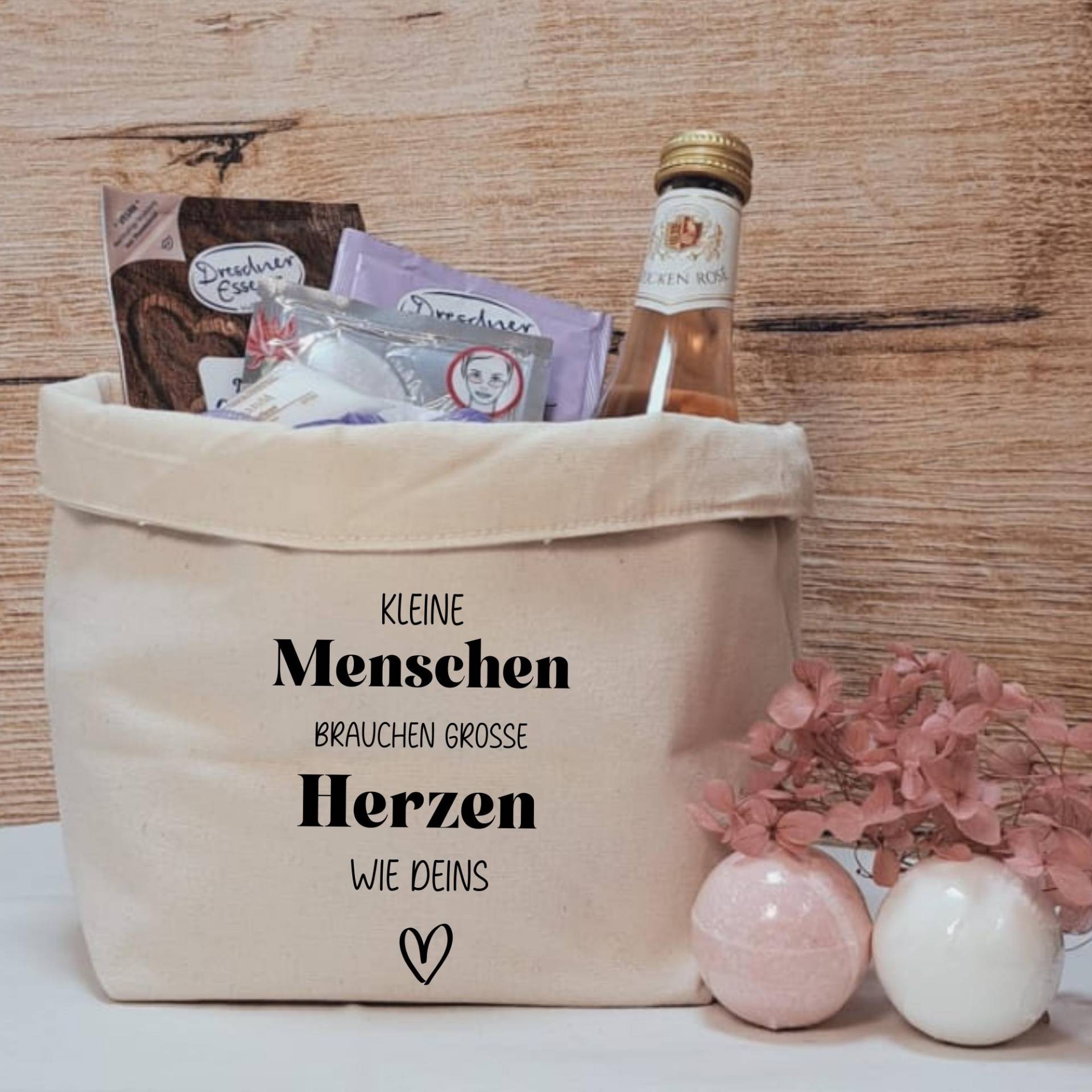 Geschenkkörbchen/Geschenkkorb Zum Selbstbefüllen "Kleine Menschen Brauchen Große Herzen Wie Deins" von Etsy - liiebevollverschenkt