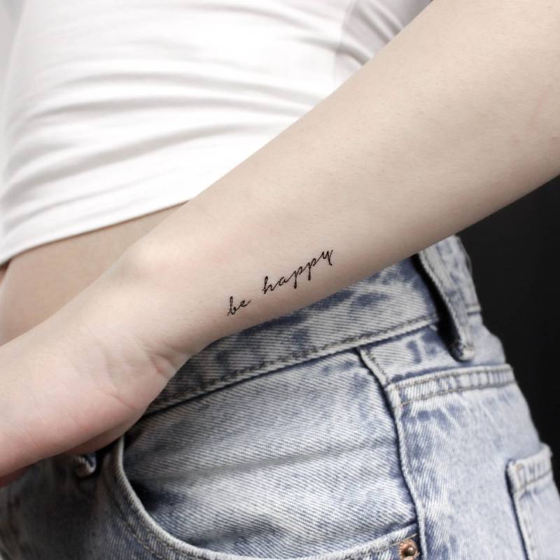 Temporäres Tattoo „Be Happy" | 3Er-Set von Etsy - littletattoos