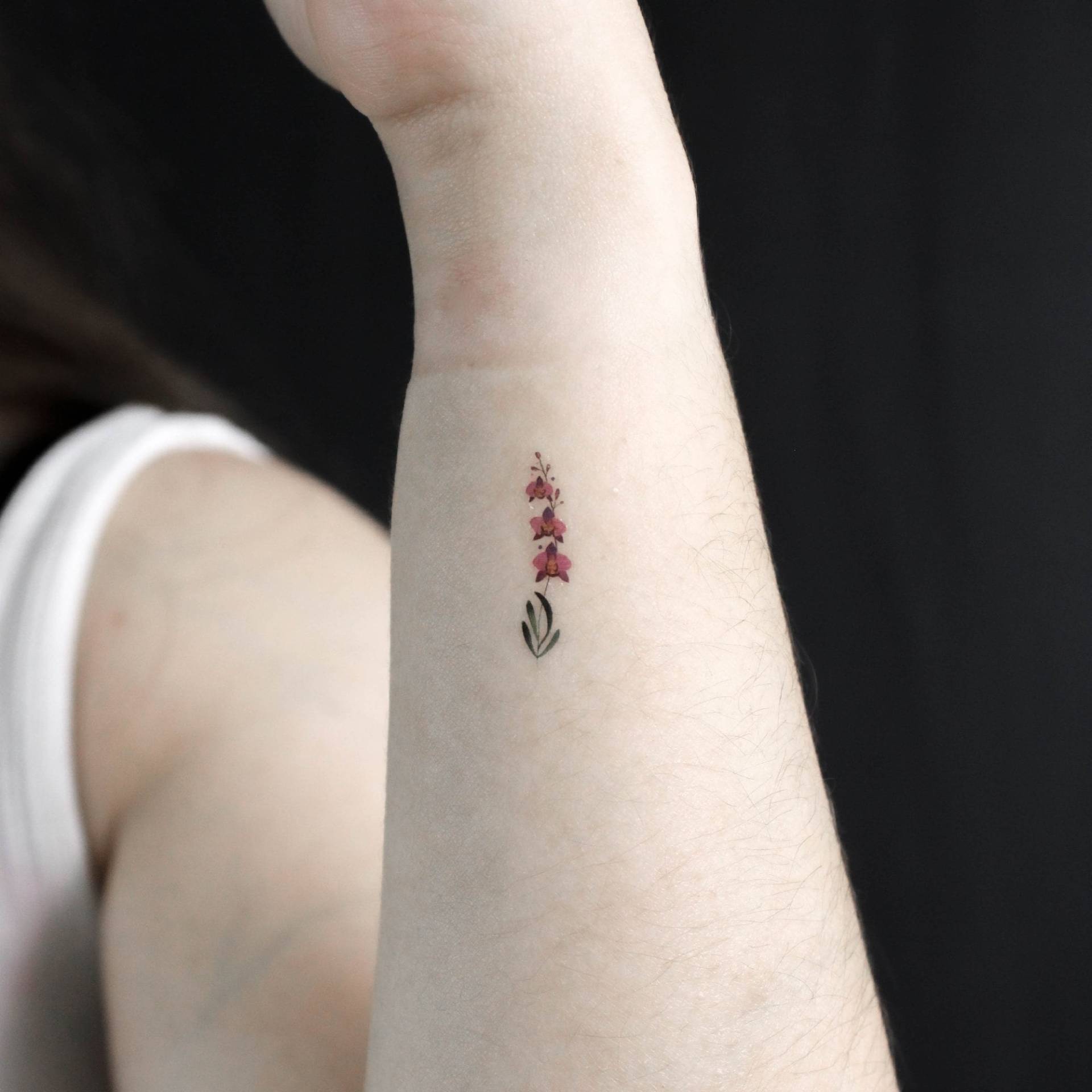 Kleine Lila Orchidee in Wasserfarbe Temporäres Tattoo | 3Er Set von Etsy - littletattoos