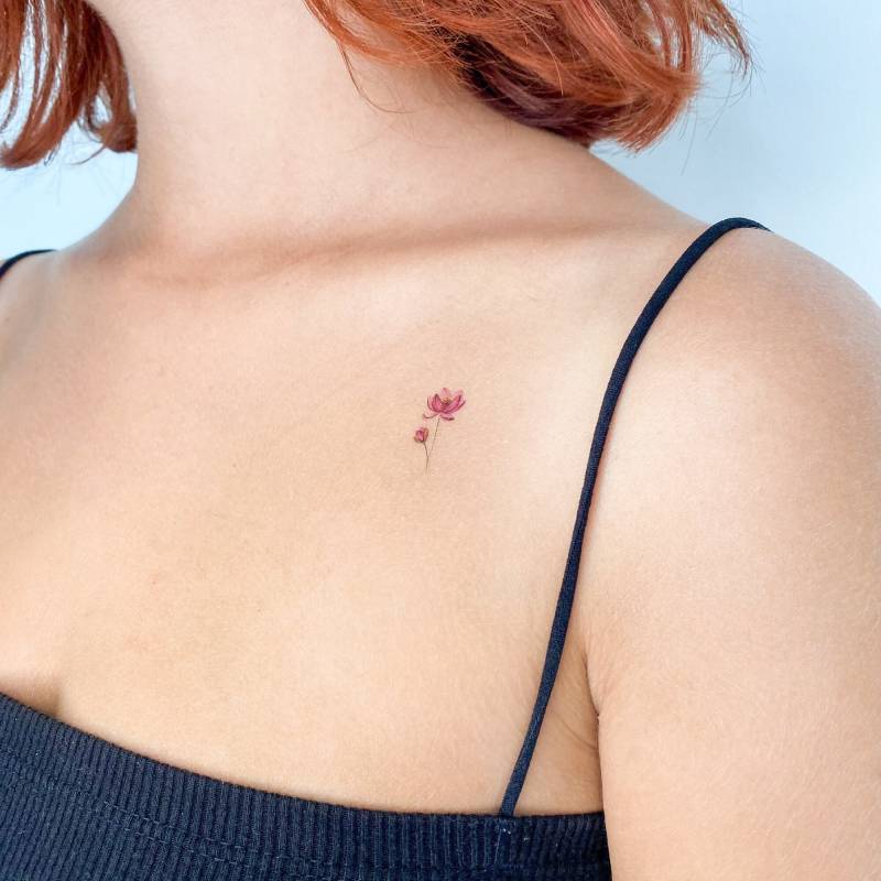 Kleine Aquarell Lotus Blume Temporäres Tattoo | 3Er Set von Etsy - littletattoos