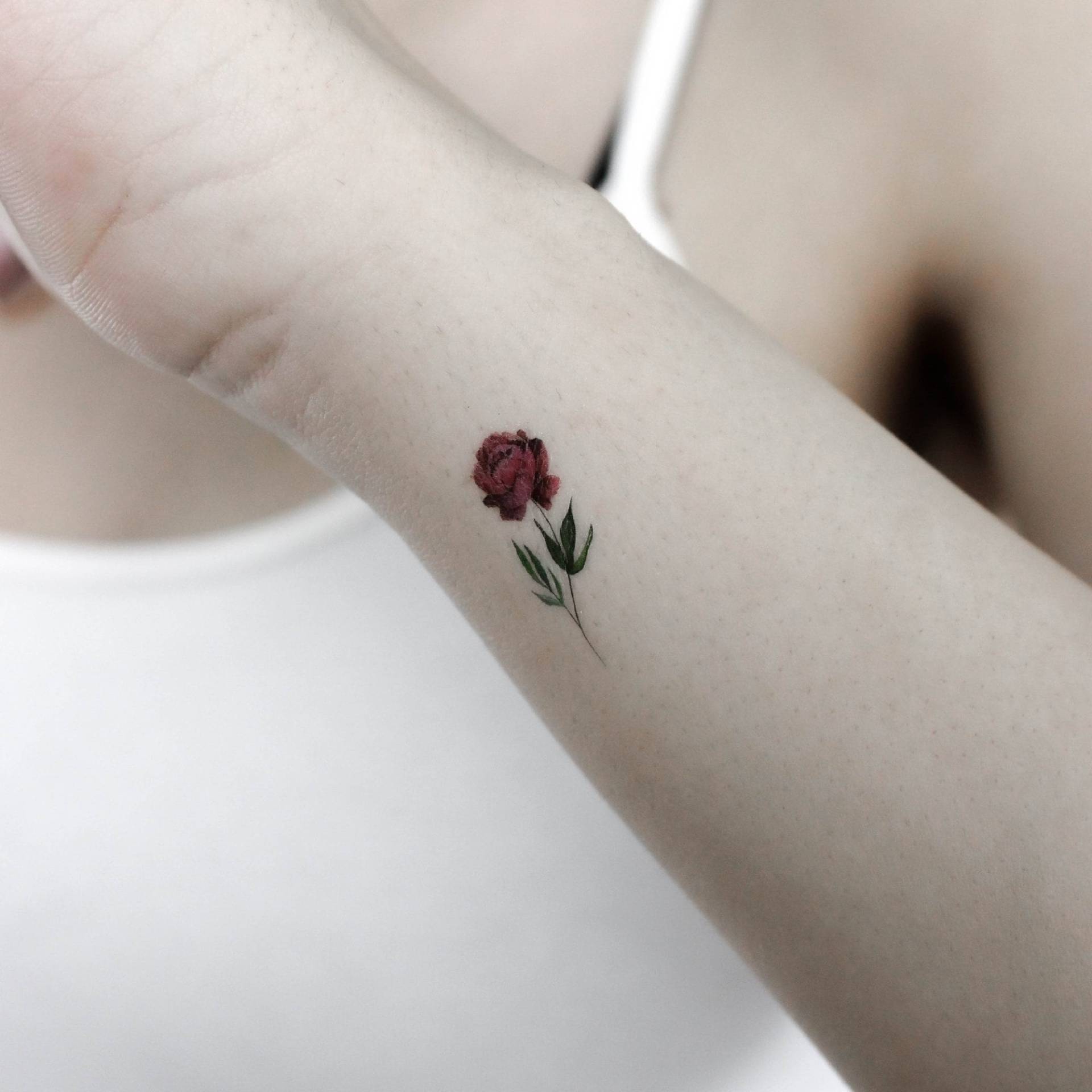 Kleine Aquarell Rosa Pfingstrose Temporäres Tattoo | 3Er Set von Etsy - littletattoos