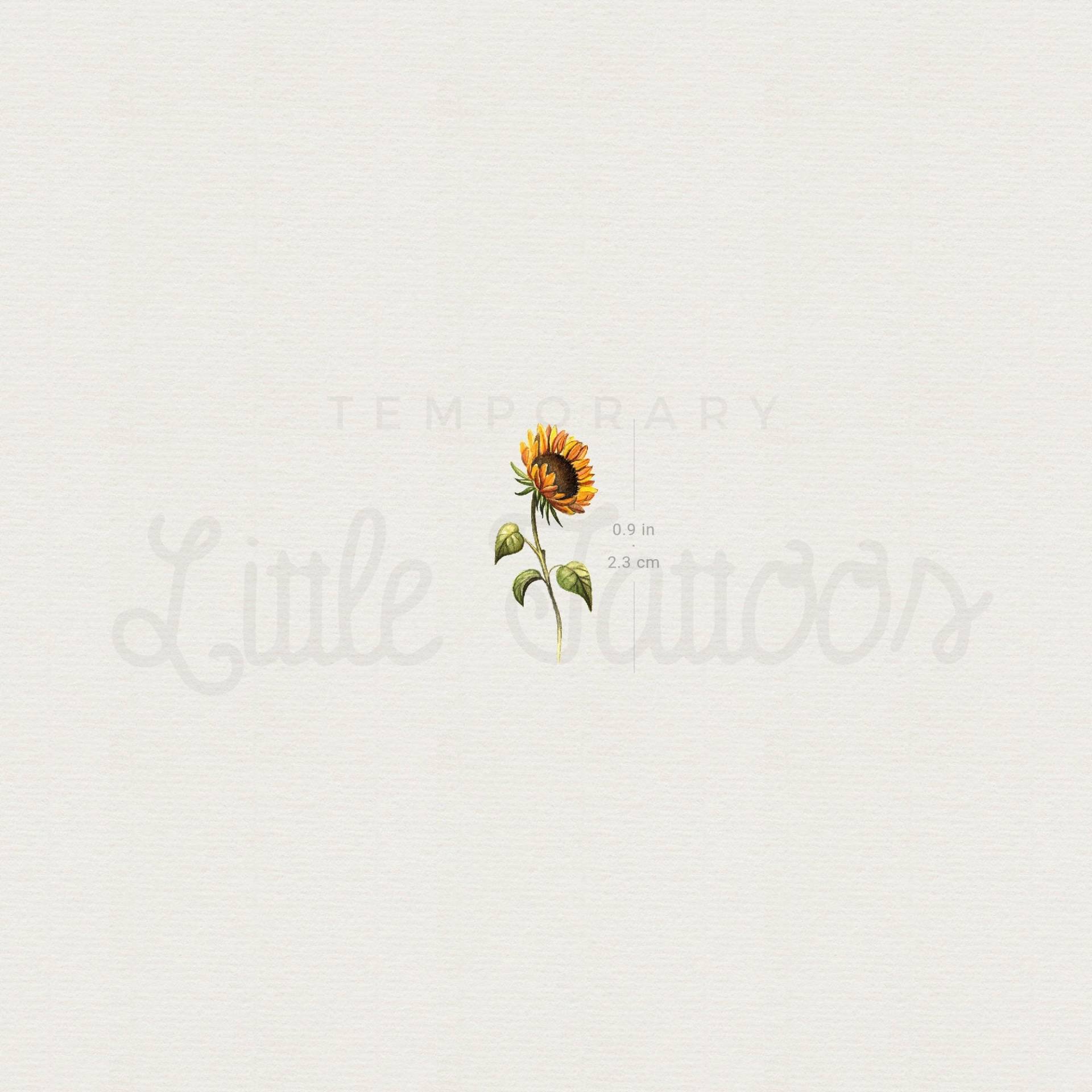 Kleine Aquarell Sonnenblume Temporäres Tattoo | 3Er Set von Etsy - littletattoos