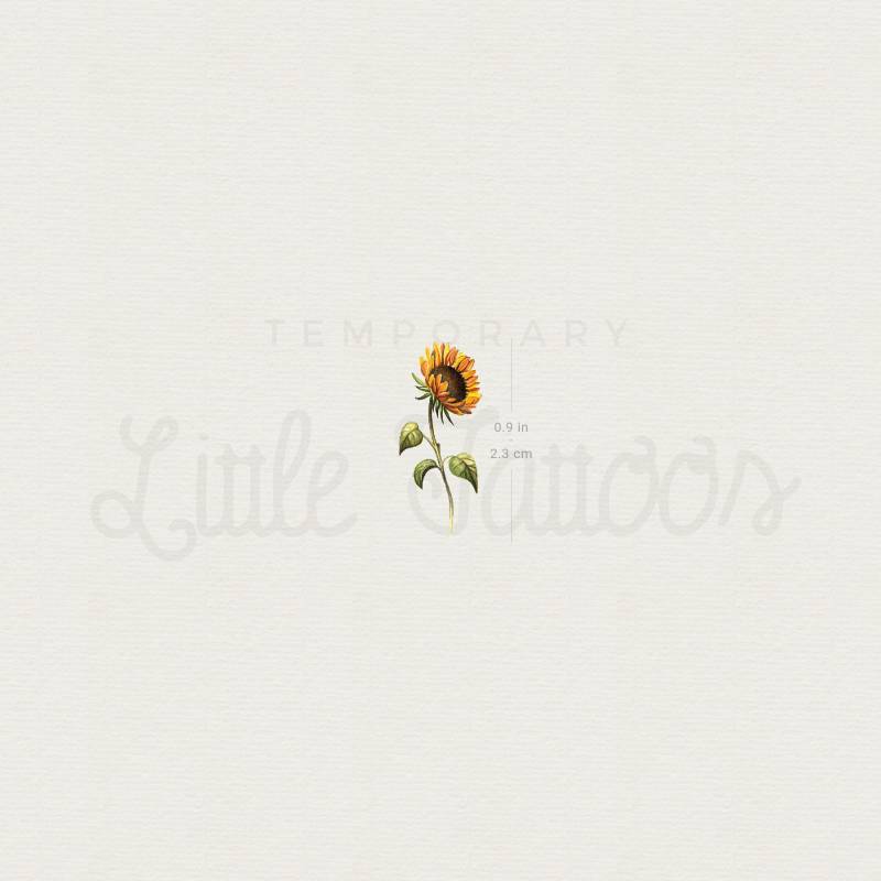 Kleine Aquarell Sonnenblume Temporäres Tattoo | 3Er Set von Etsy - littletattoos