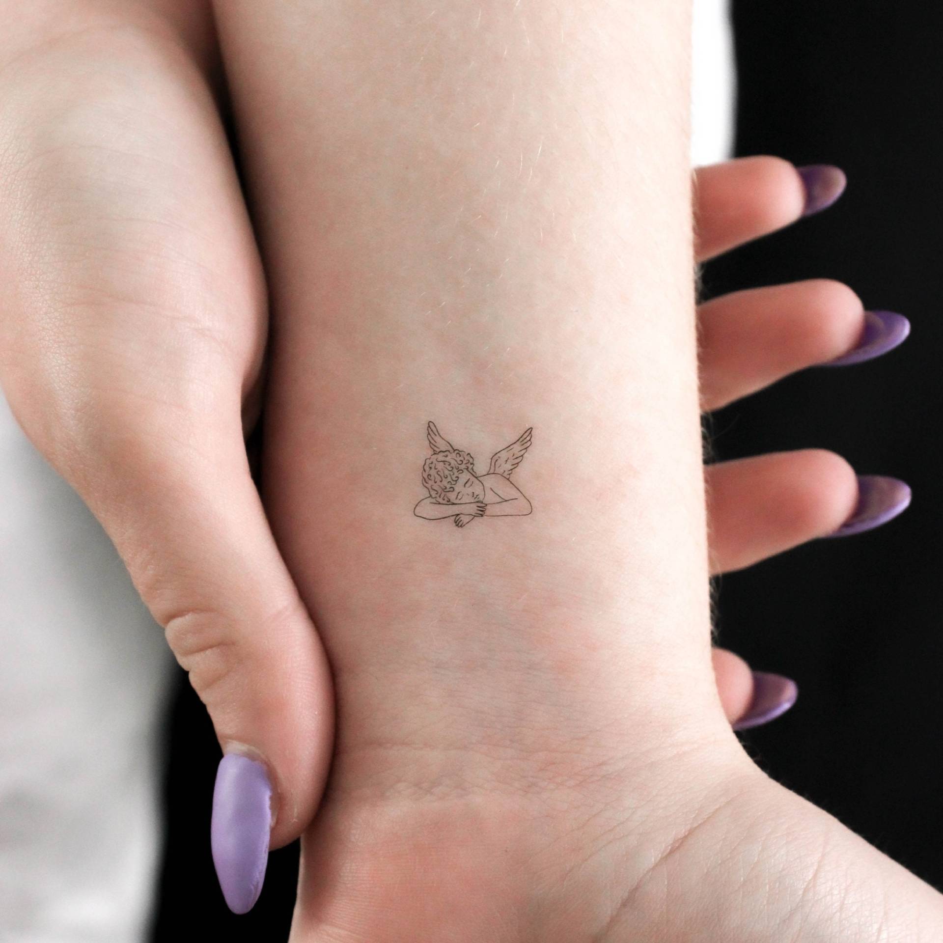 Schlafender Cherub Temporäres Tattoo | 3Er Set von Etsy - littletattoos