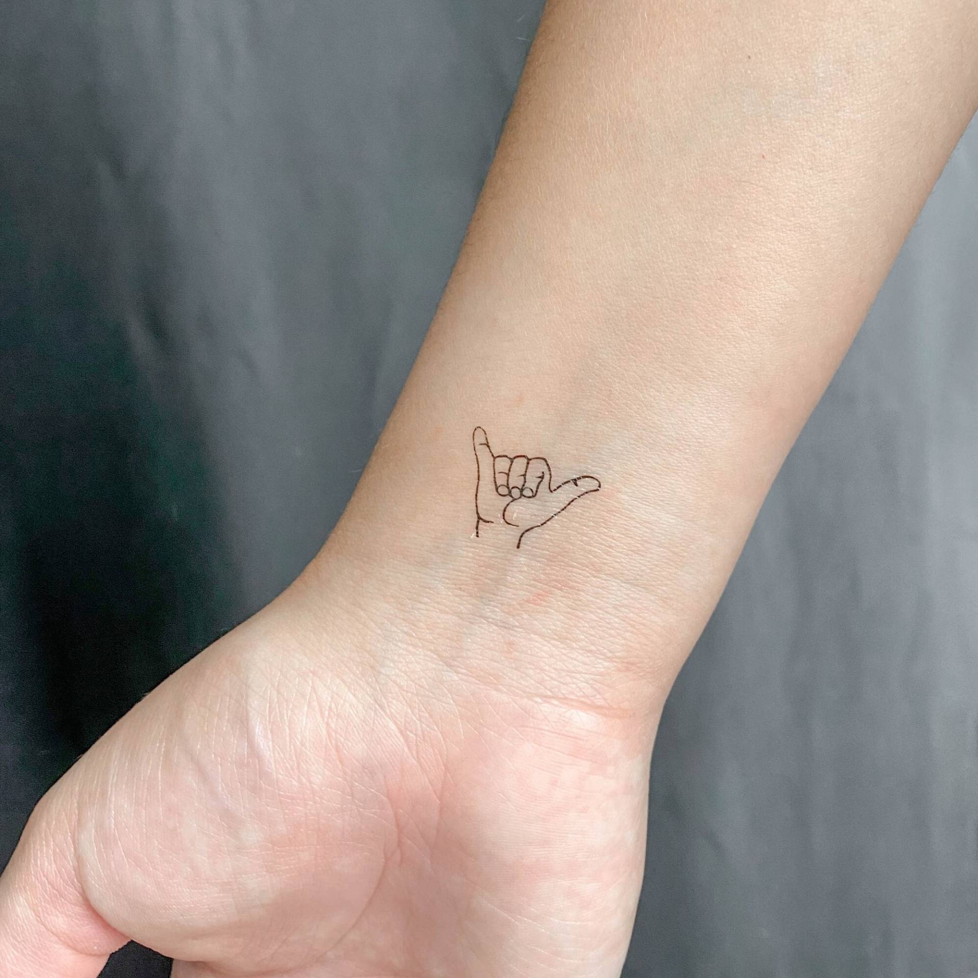 Shaka Gebärdensprache Temporäres Tattoo | 3Er Set von Etsy - littletattoos